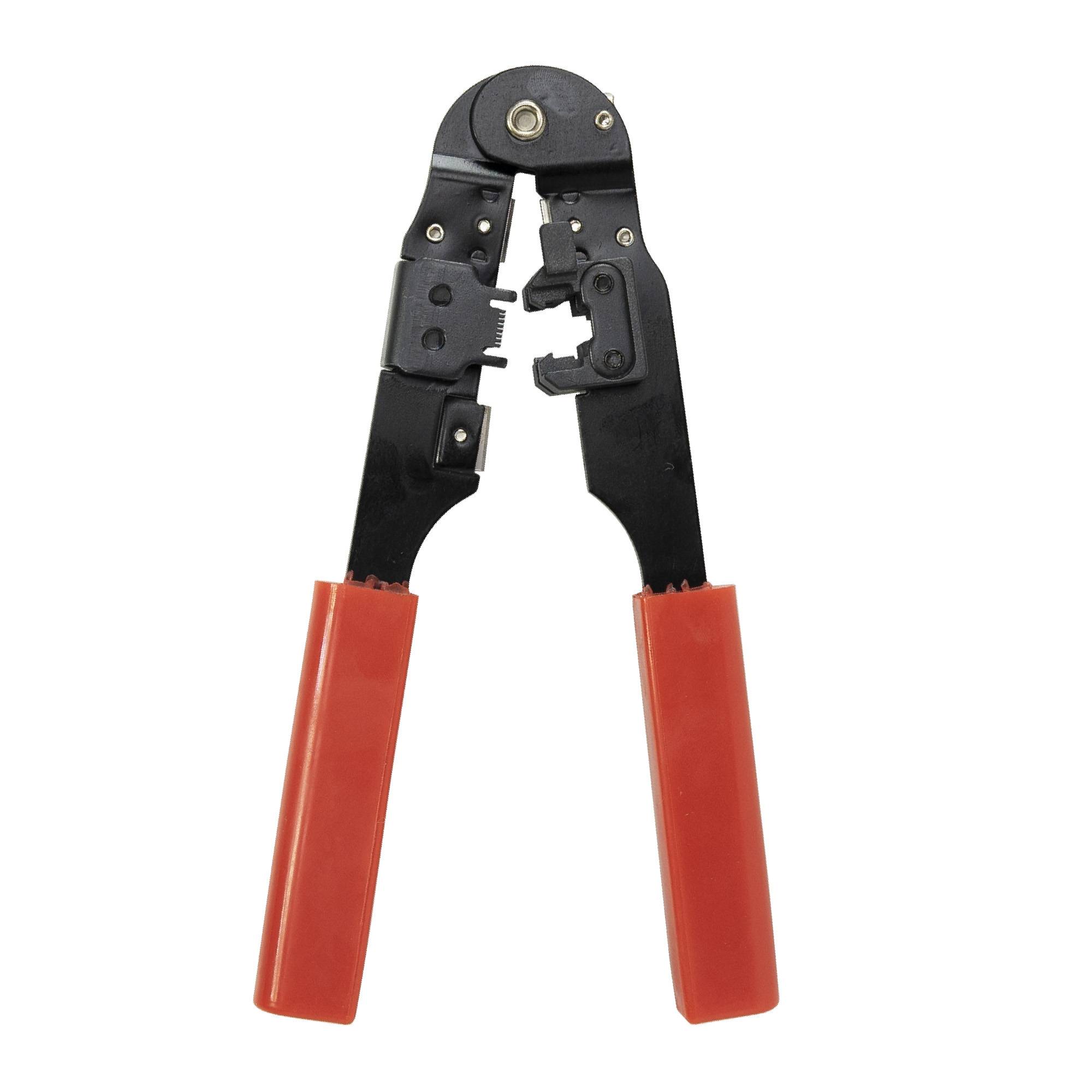 PNI SR5 Zange zum Schneiden, Abisolieren von Kabeln und Crimpen von RJ45 Steckern CAT5, CAT6, rot