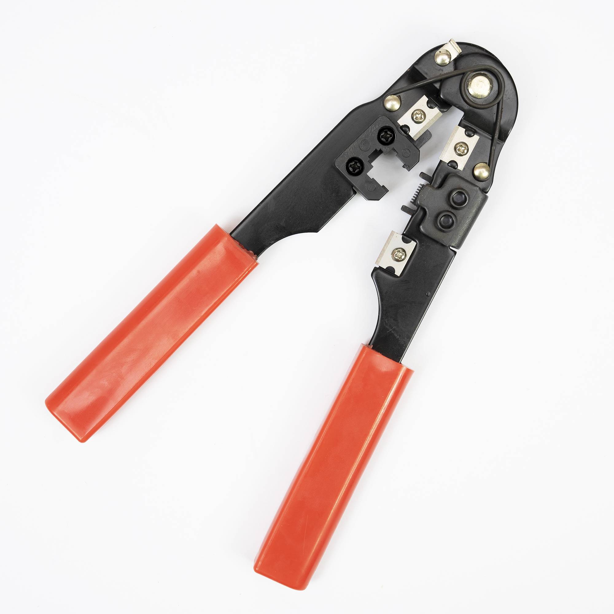 PNI SR5 Zange zum Schneiden, Abisolieren von Kabeln und Crimpen von RJ45 Steckern CAT5, CAT6, rot