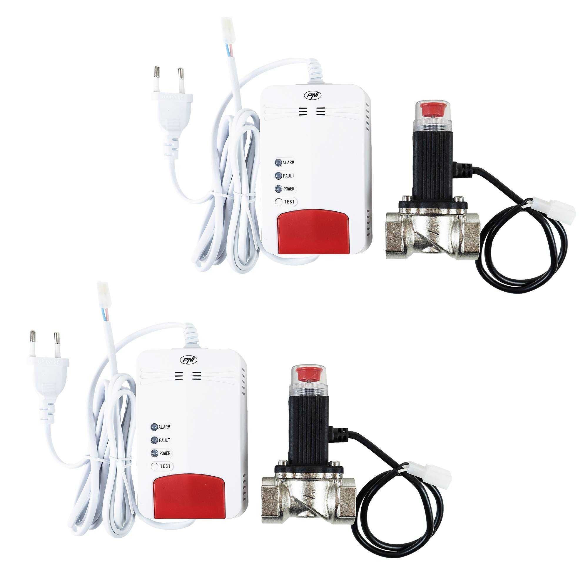 PNI Safe House Dual Gas 250 Kit mit Sensoren für 2 Arten von Kohlenmonoxidgas (CO) und Erdgas und 3/4-Zoll-Magnetventil