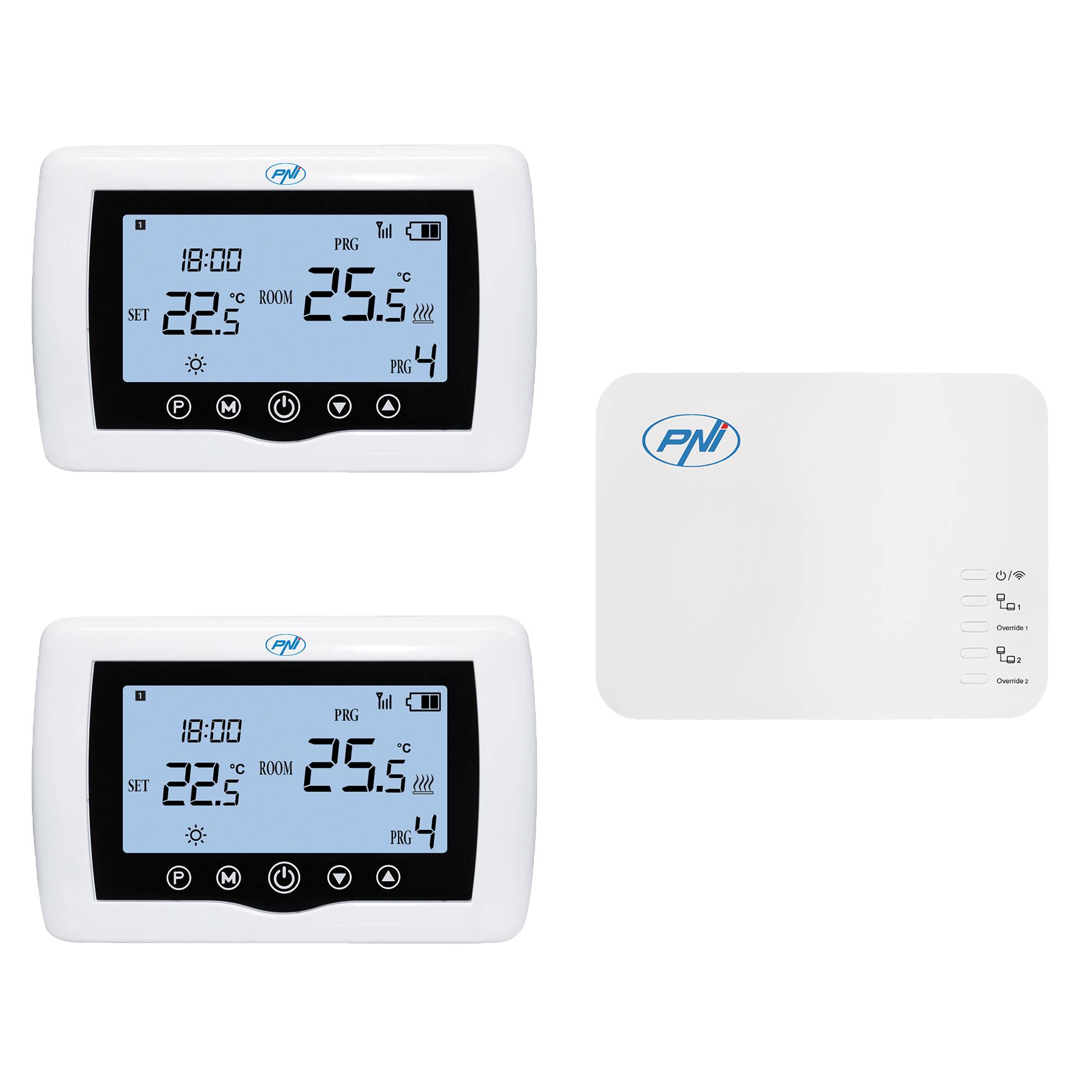Smarter Thermostat PNI CT410 PRO Hysterese ± 0,1°C kabellos, mit WLAN, Steuerung von 2 Zonen über das Internet, für Heizanlagen, Pumpen, Magnetven