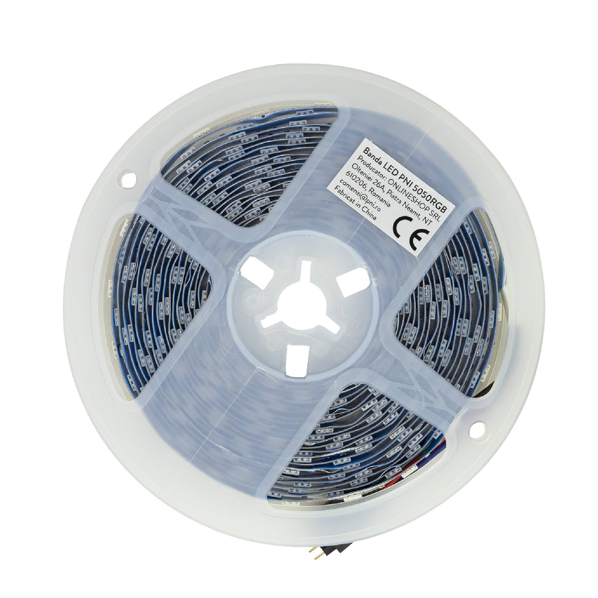PNI 5050RGB LED-Streifen, 300 LEDs, RGB, dimmbar, Lichtspiele, 5 Meter, IP20, Fernbedienung, 230V Netzteil inklusive