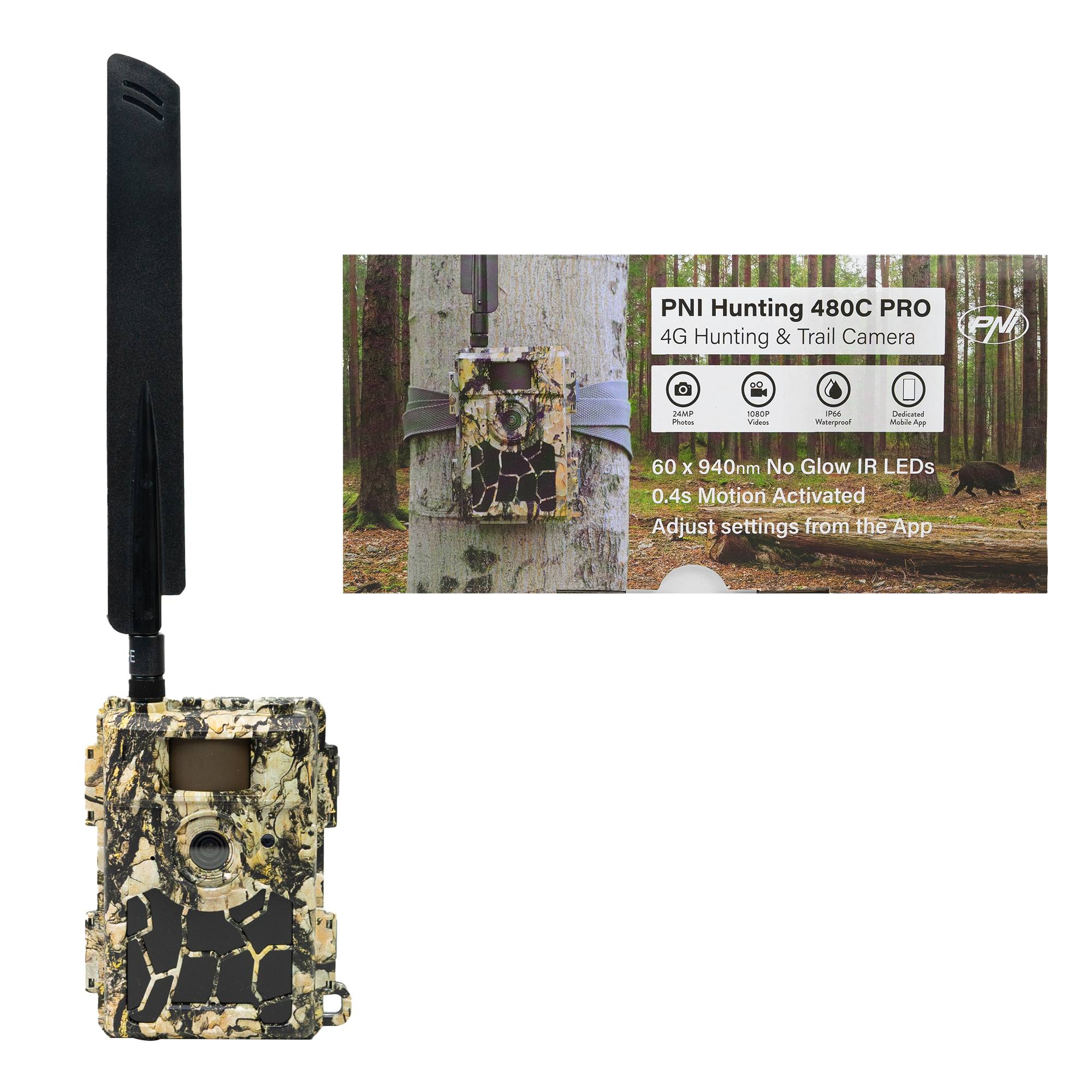 Jagdkamera PNI Hunting 480C PRO, 24 MP, mit 4G-Internet, GPS-Blickwinkel 60°