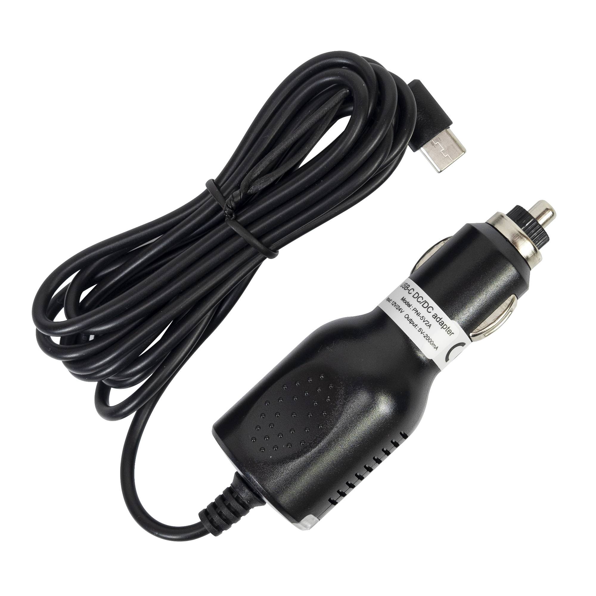 PNI Autoladegerät mit USB-C-Stecker 12V/24V - 5V 2A, für GPS, Kabellänge 190 cm