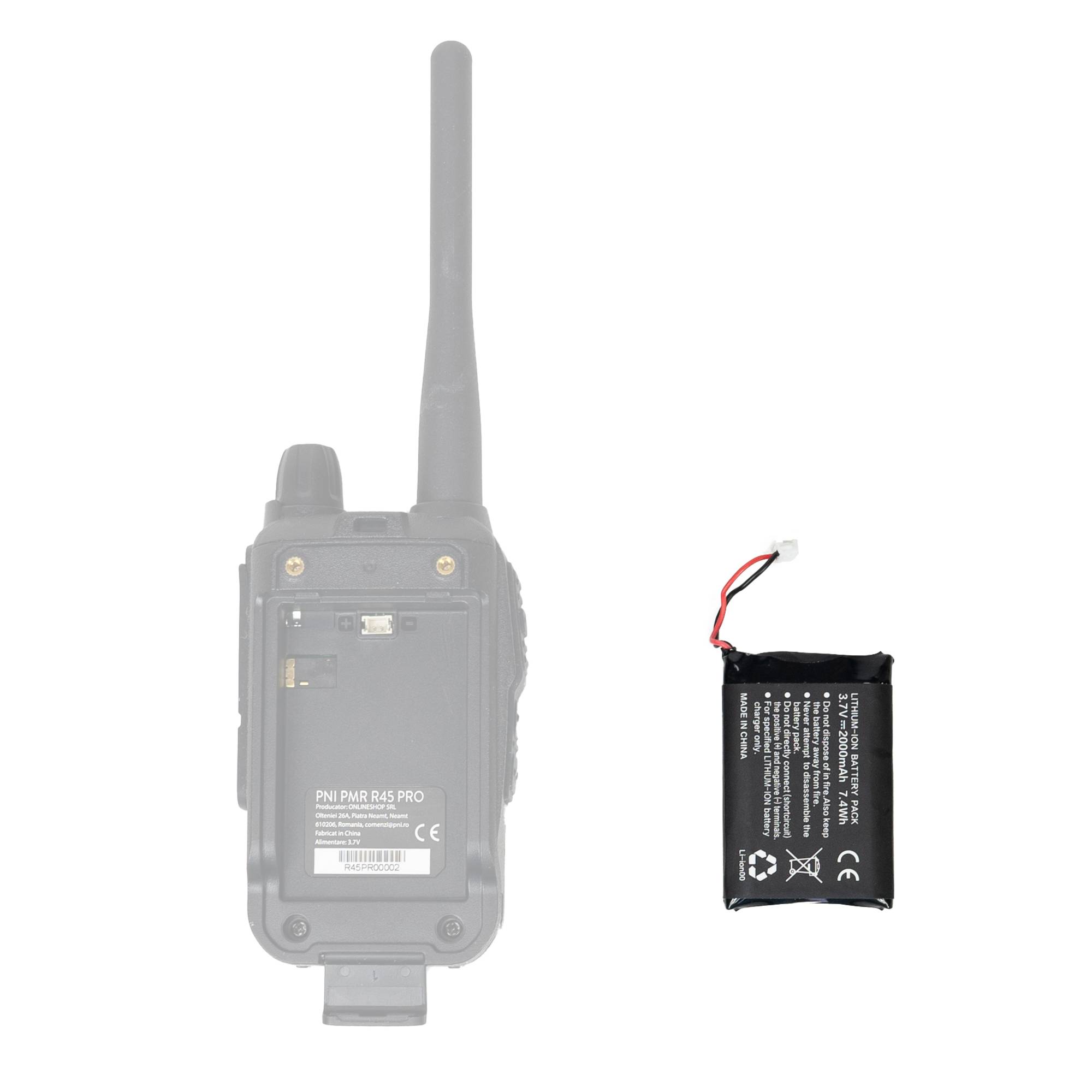 Ersatzakku PNI R45, 3,7 V, 2000 mAh, Li-Ion, für den Radiosender PNI PMR R45 PRO