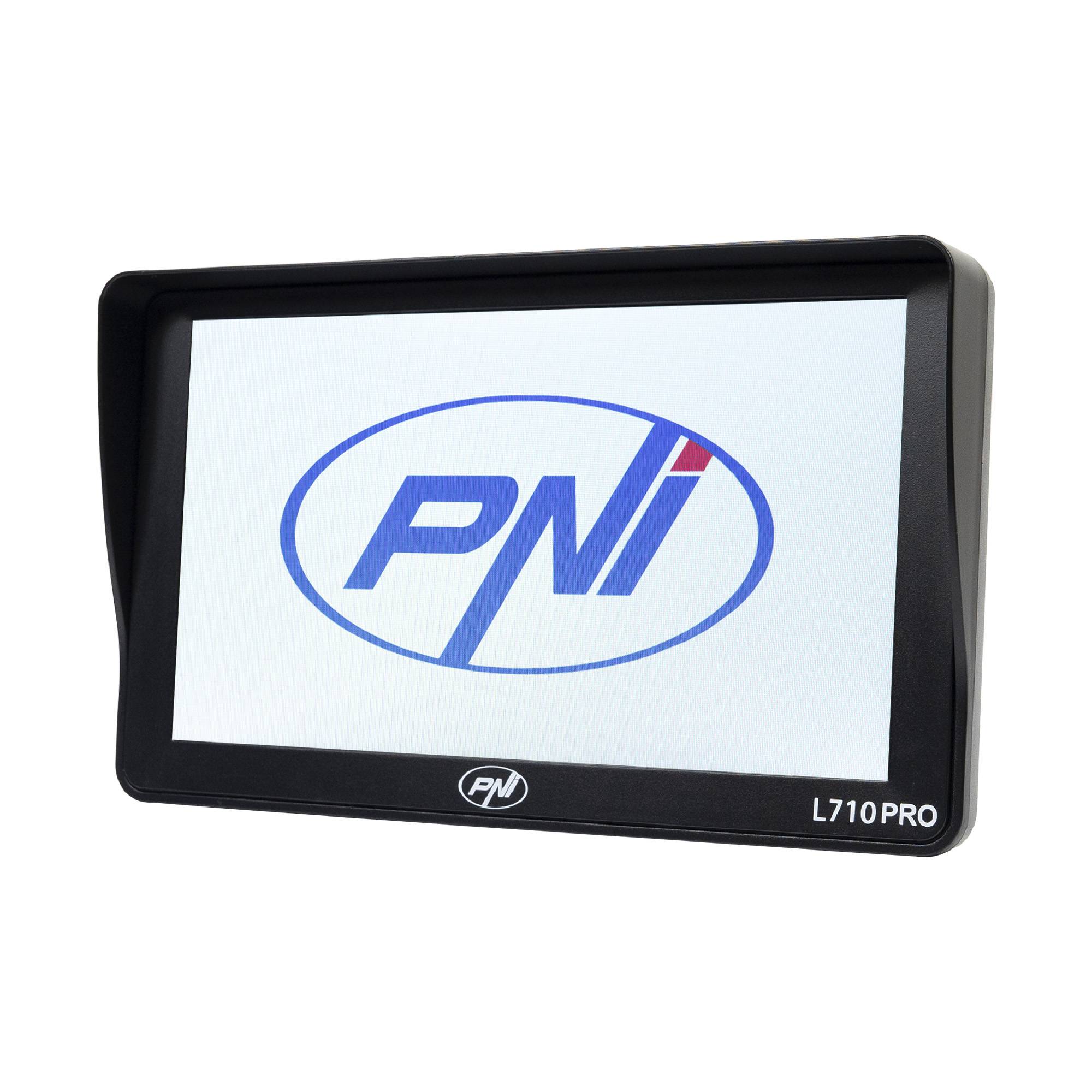 PNI L710 PRO GPS-Navigationssystem mit Sonnenschutz, 7 Zoll, 800 MHz, 256 MB DDR, 16 GB interner Speicher, FM-Transmitter, inklusive zwei