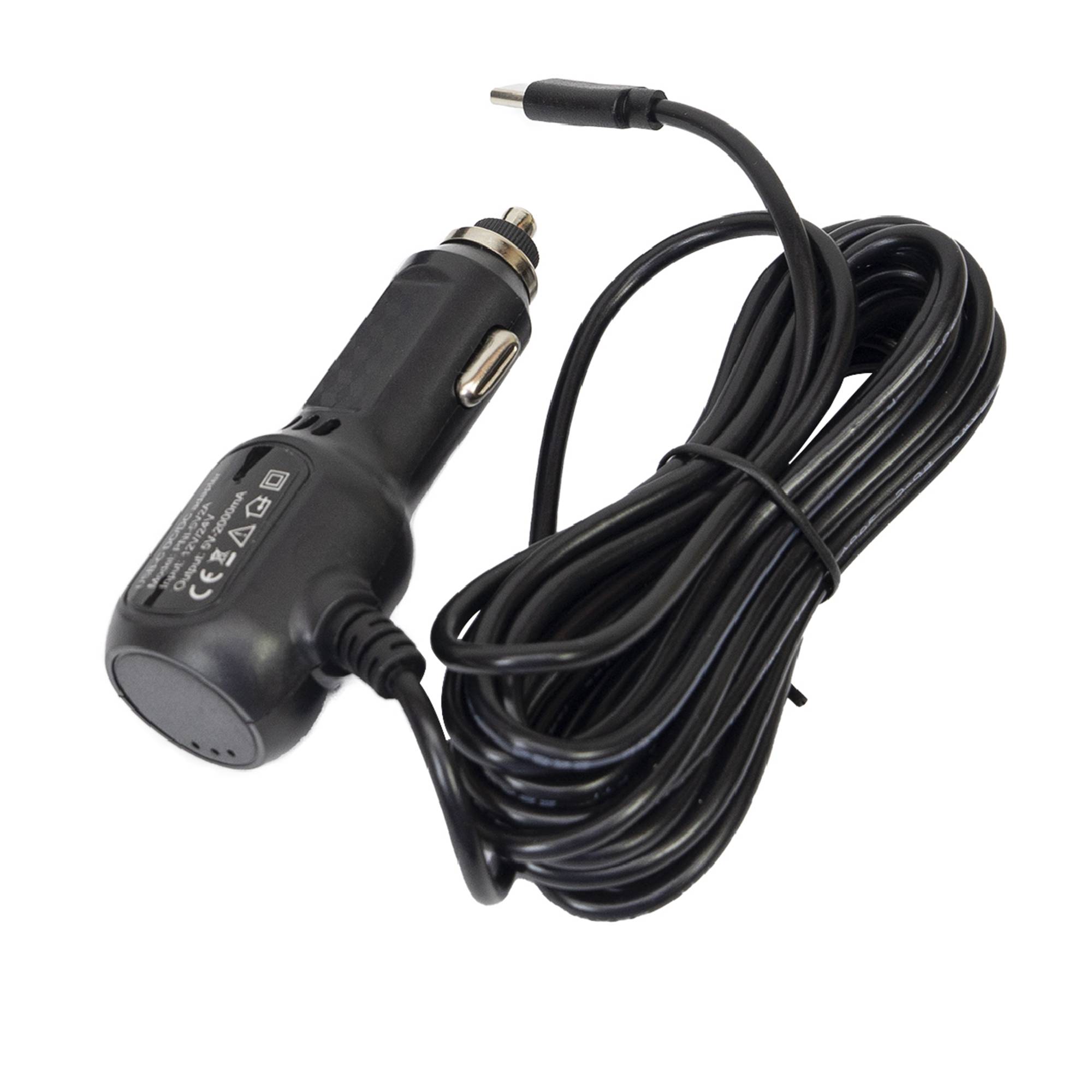 PNI-Autoladegerät mit USB-C-Stecker 12 V/24 V – 5 V, für Auto-DVR, Kabellänge 3,5 m