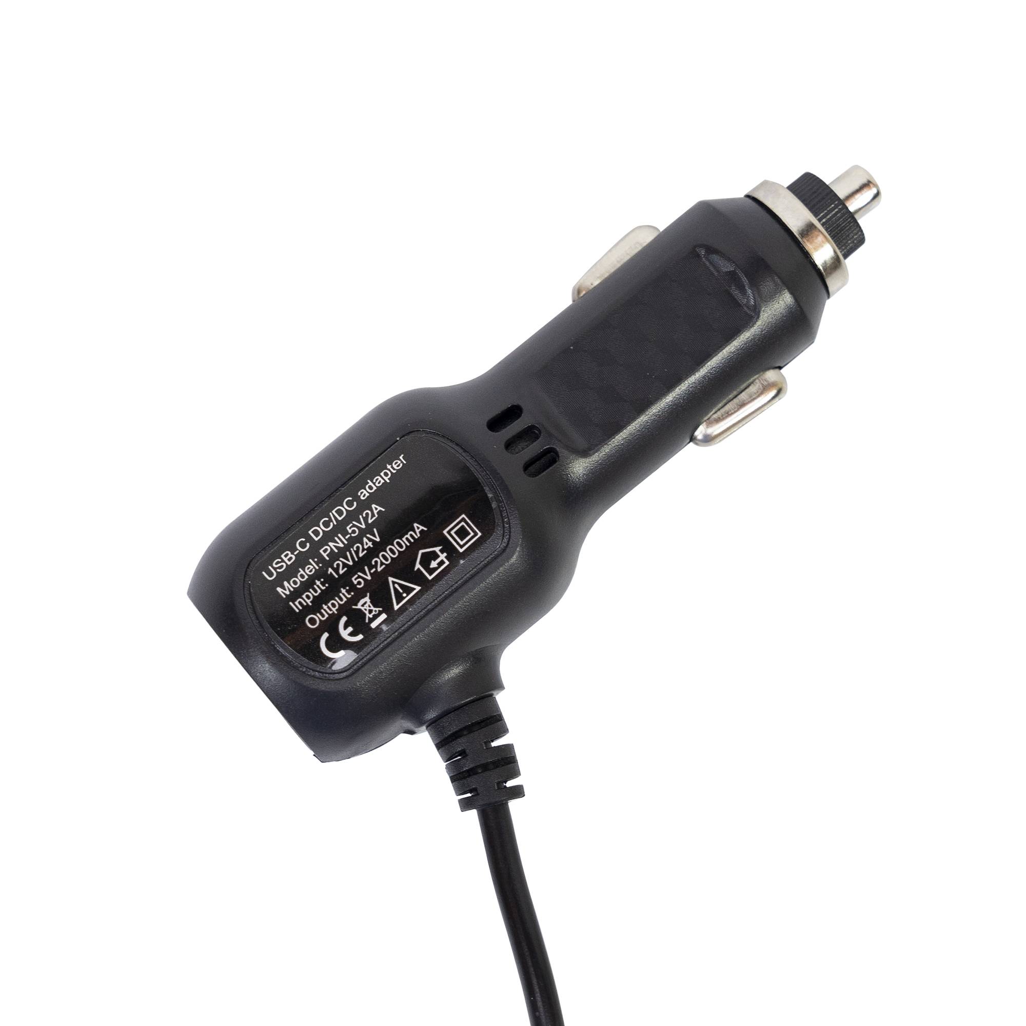 PNI-Autoladegerät mit USB-C-Stecker 12 V/24 V – 5 V, für Auto-DVR, Kabellänge 3,5 m