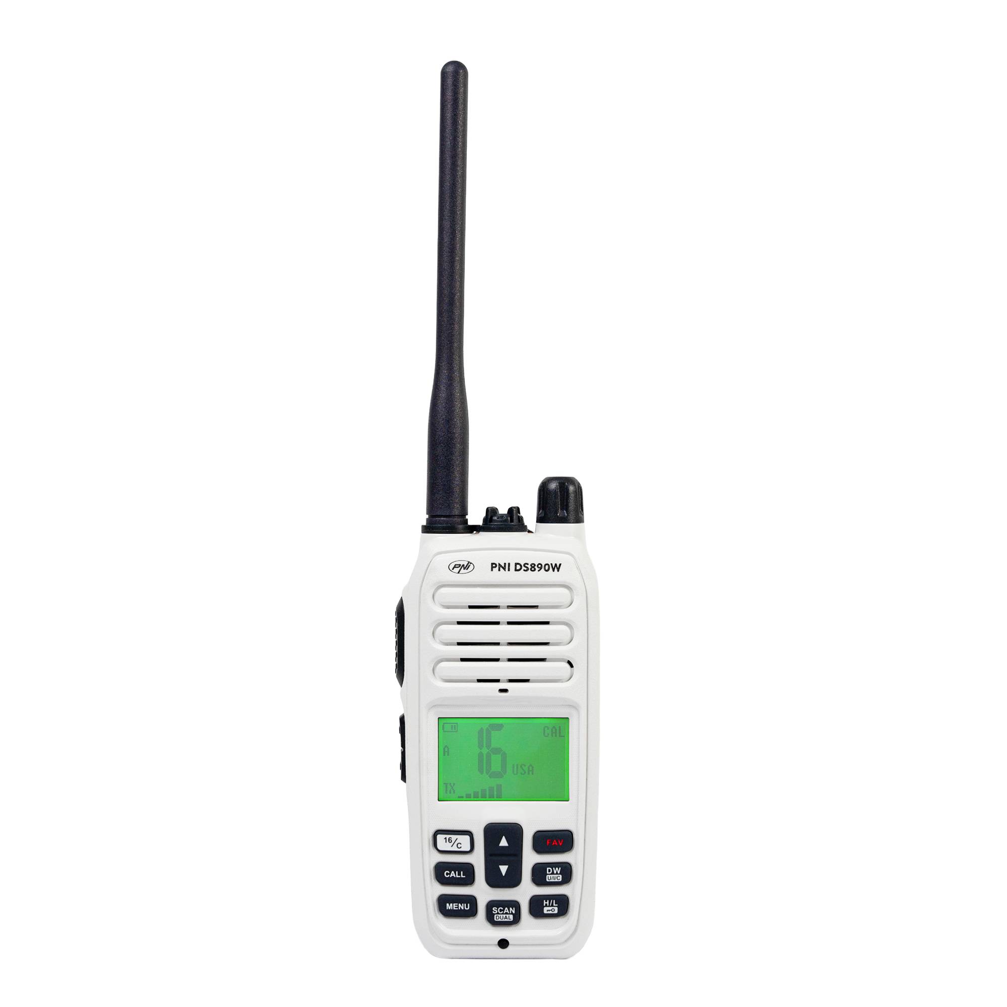 Tragbares Seefunkgerät PNI DS890, 88 Kanäle, 10 Wetterkanäle, einstellbare Rauschsperre, Roger Beep, Dual Watch, Scan, Call, NRC, 1800-mAh-Akku, IP