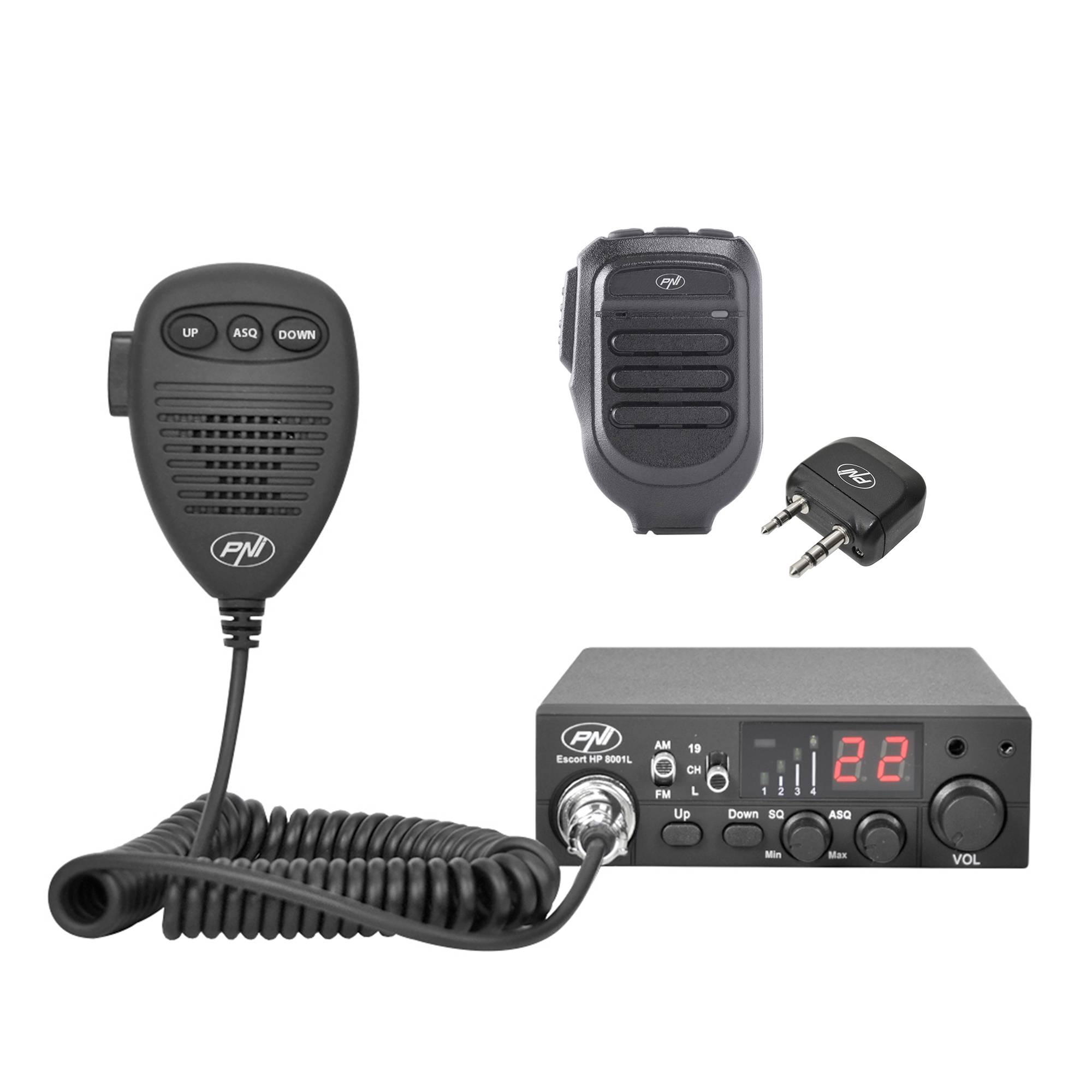 PNI Escort HP 8001L ASQ CB-Radiosenderpaket + Mikrofon und PNI Mike 80 Bluetooth-Dongle