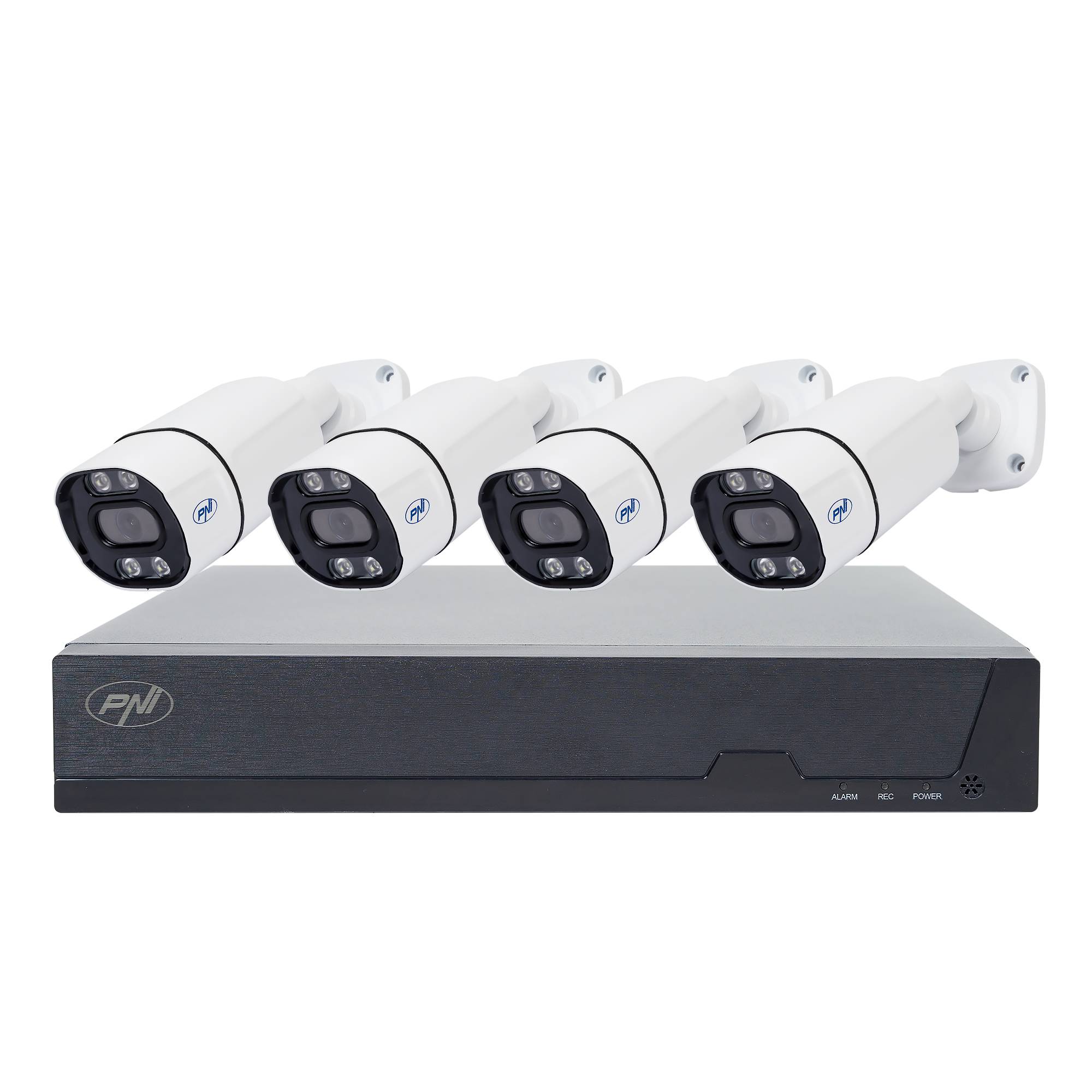 PNI House IPMAX POE 8 Videoüberwachungskit, NVR mit 4 POE-Ports und 4 8MP IP-Kameras, IP66