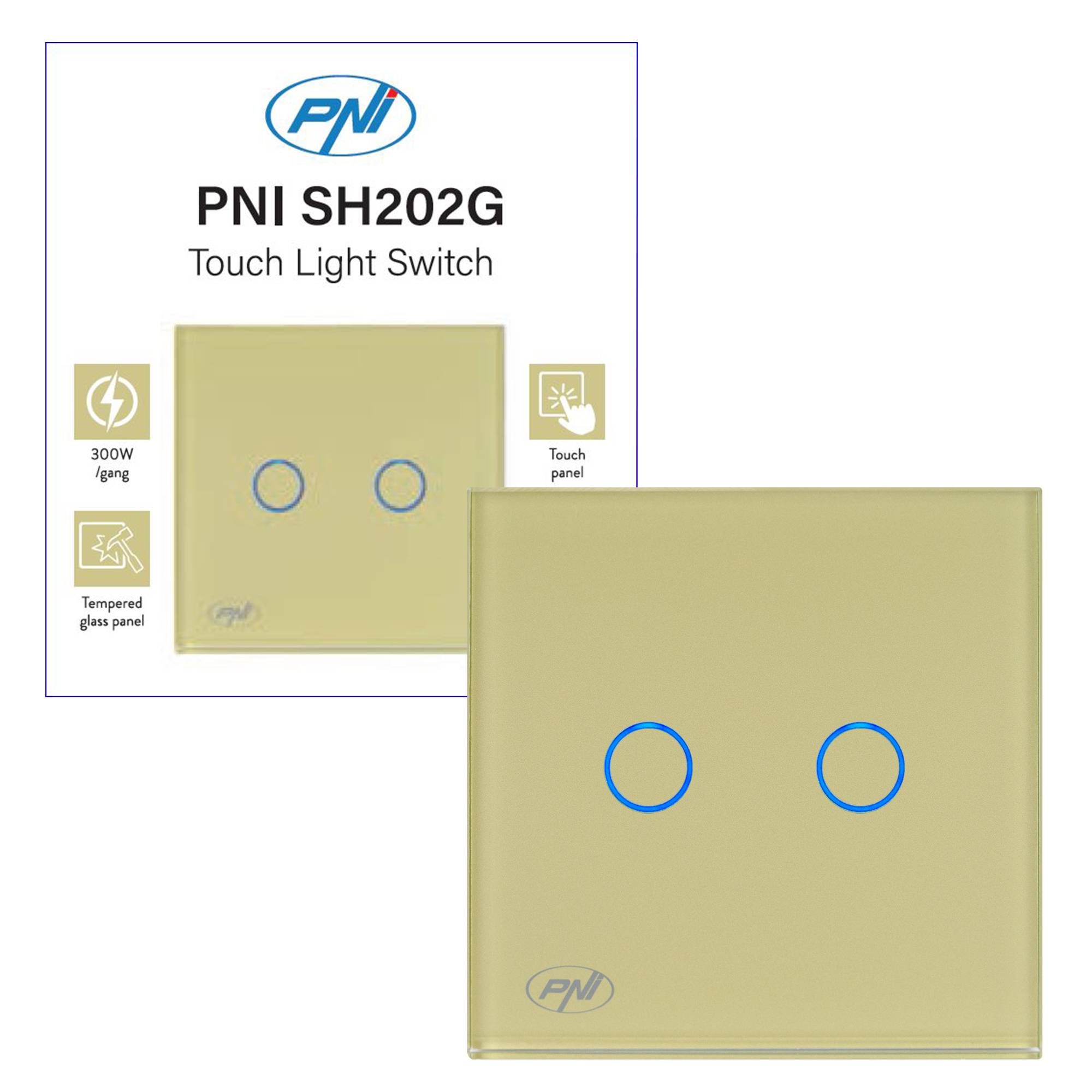 Doppelschalter mit Glas PNI SH202 touch, weiß mit LED-Anzeige