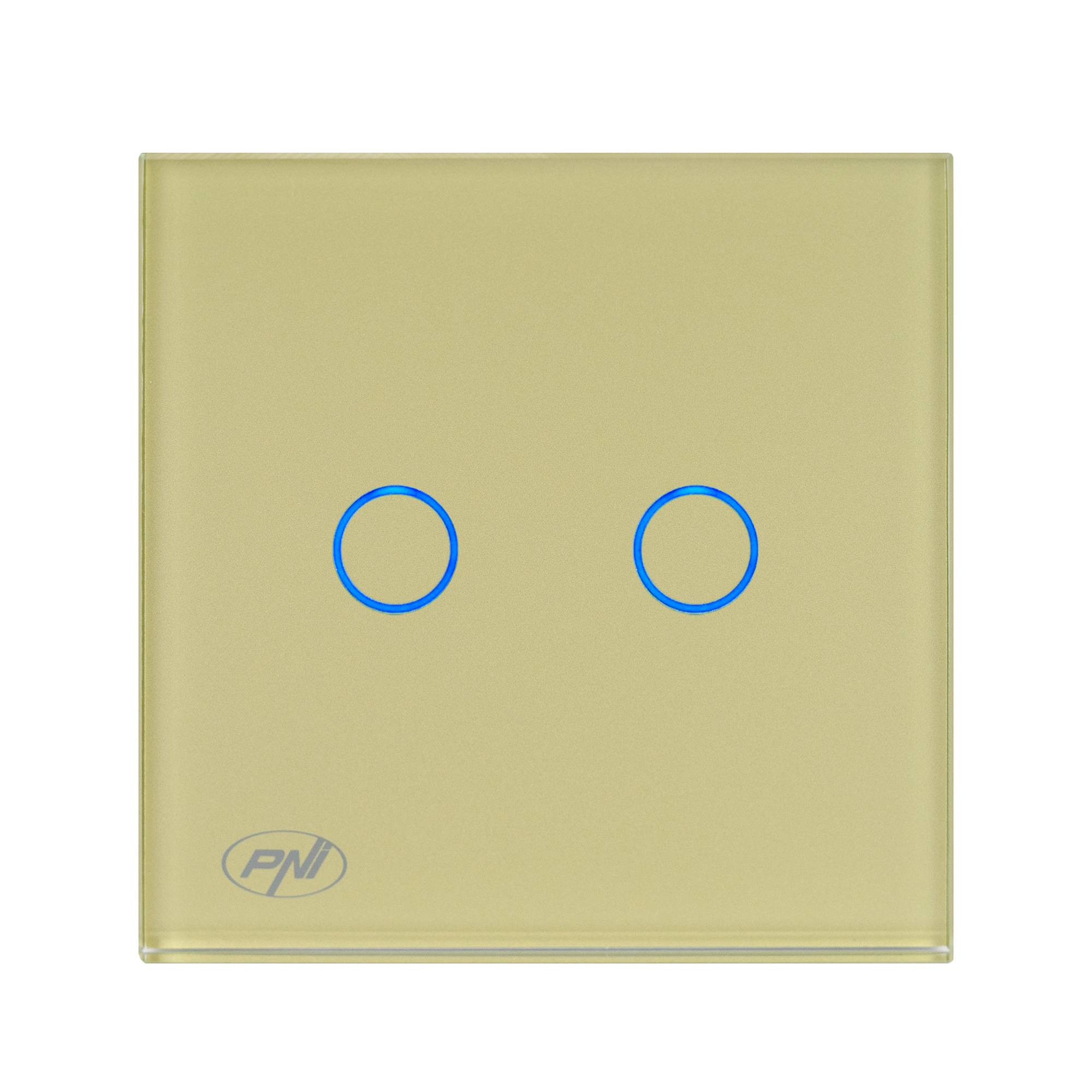 Doppelschalter mit Glas PNI SH202 touch, weiß mit LED-Anzeige