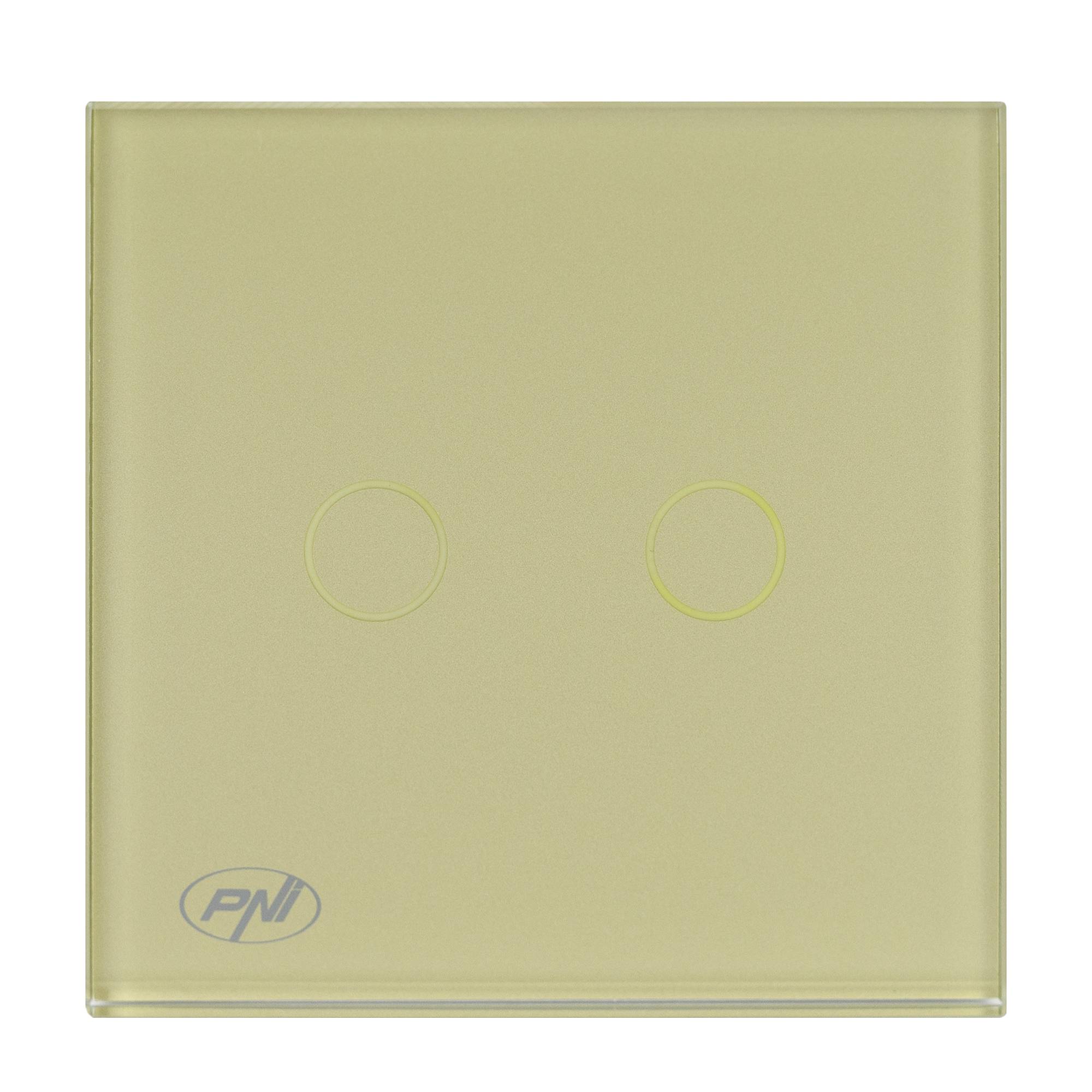 Doppelschalter mit Glas PNI SH202 touch, weiß mit LED-Anzeige