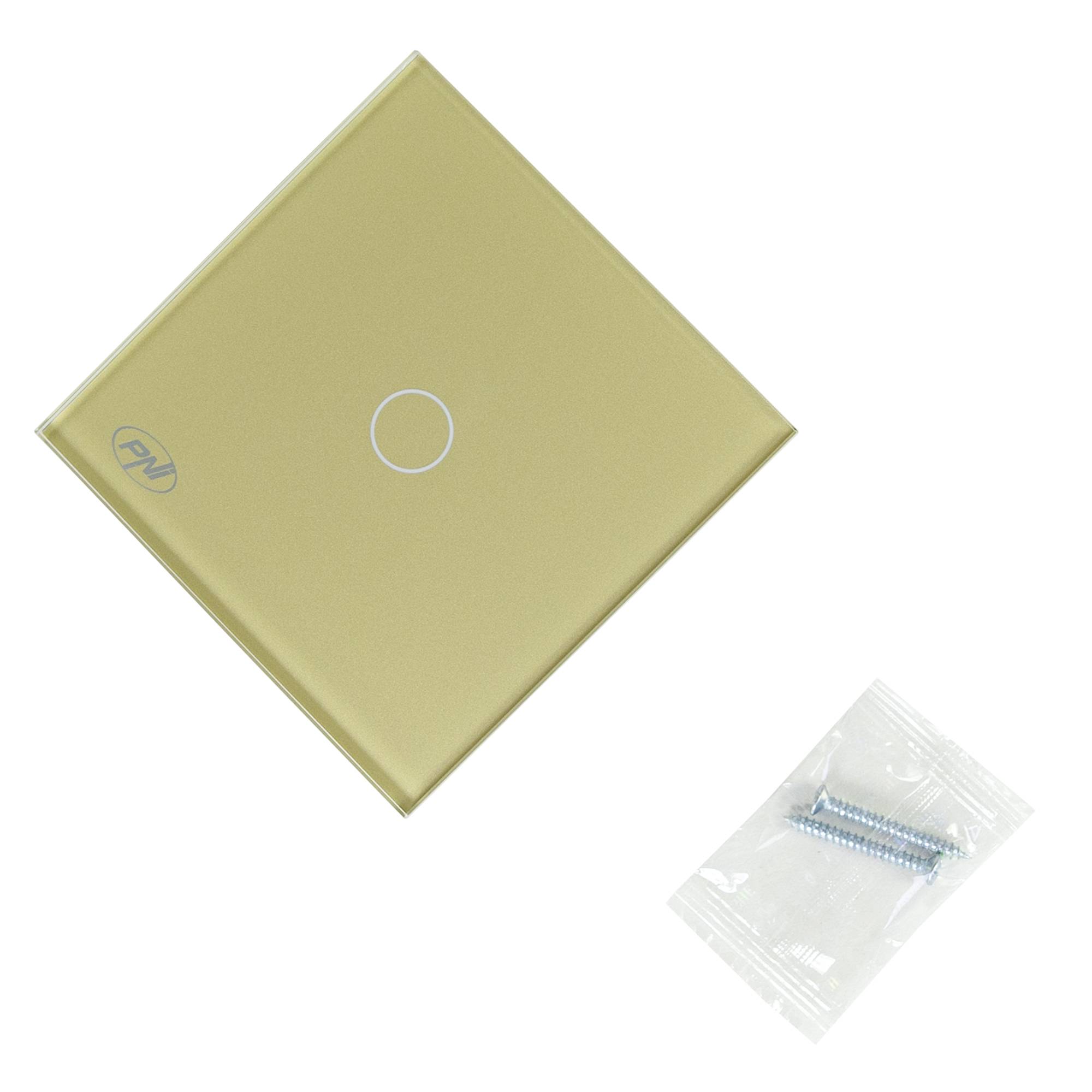 Einfacher Schalter mit Glas PNI SH101 Touch, weiß mit LED-Anzeige