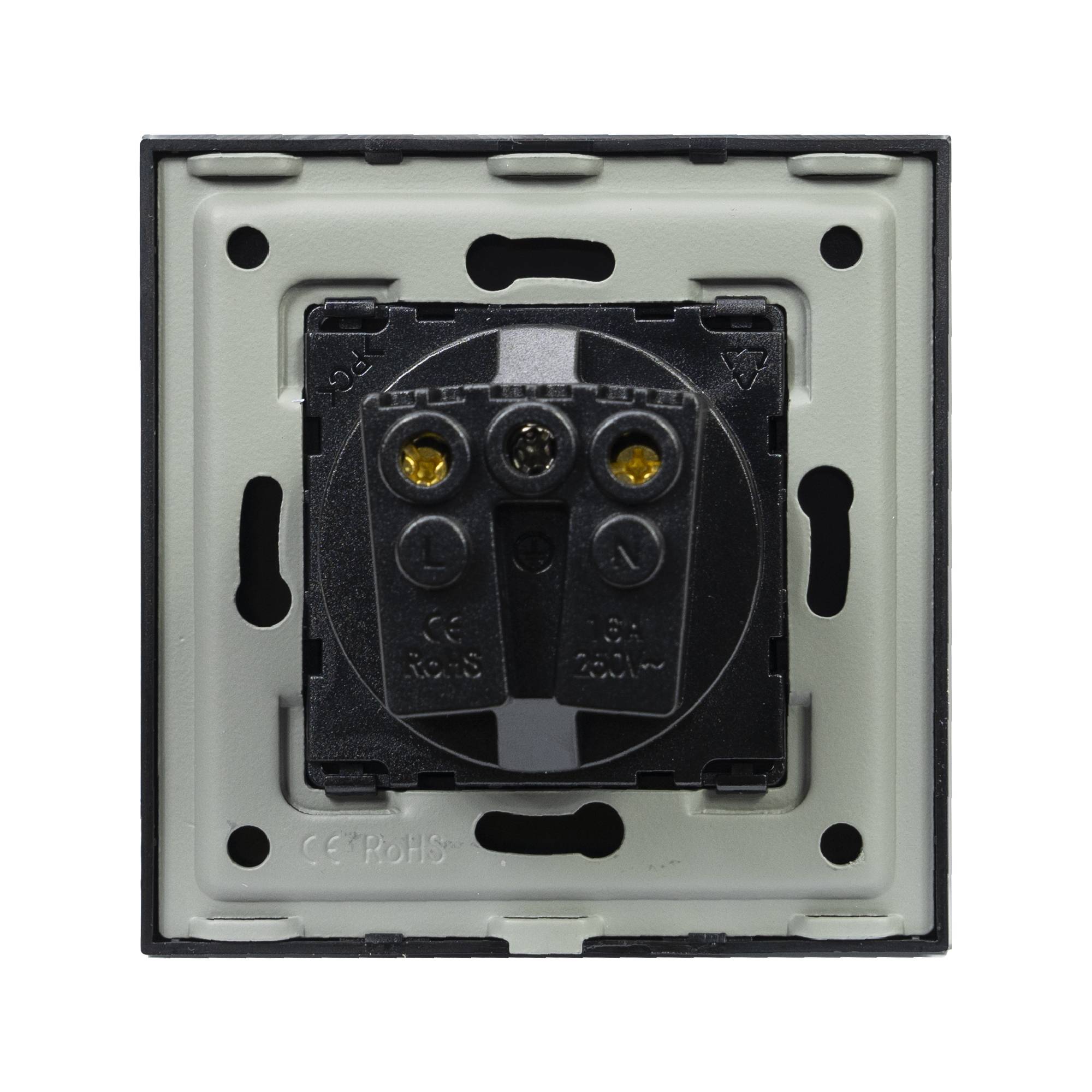 PNI WP101 einfache Einbausteckdose mit Glasrahmen, 16A, 3700W, 230V