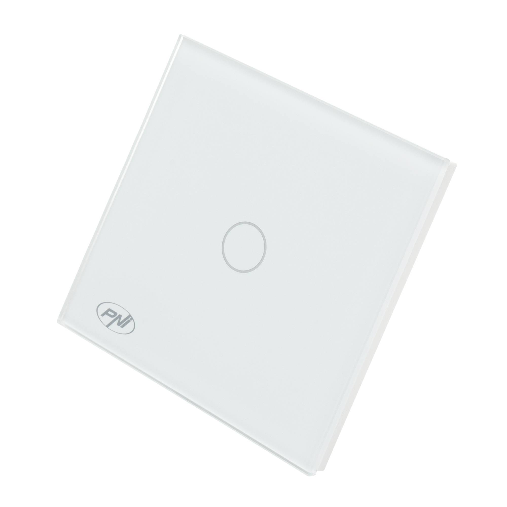 Einfacher Leiterschalter und Kreuzschalter mit Touch PNI CS101W aus Glas, weiß mit LED-Anzeige, 800W