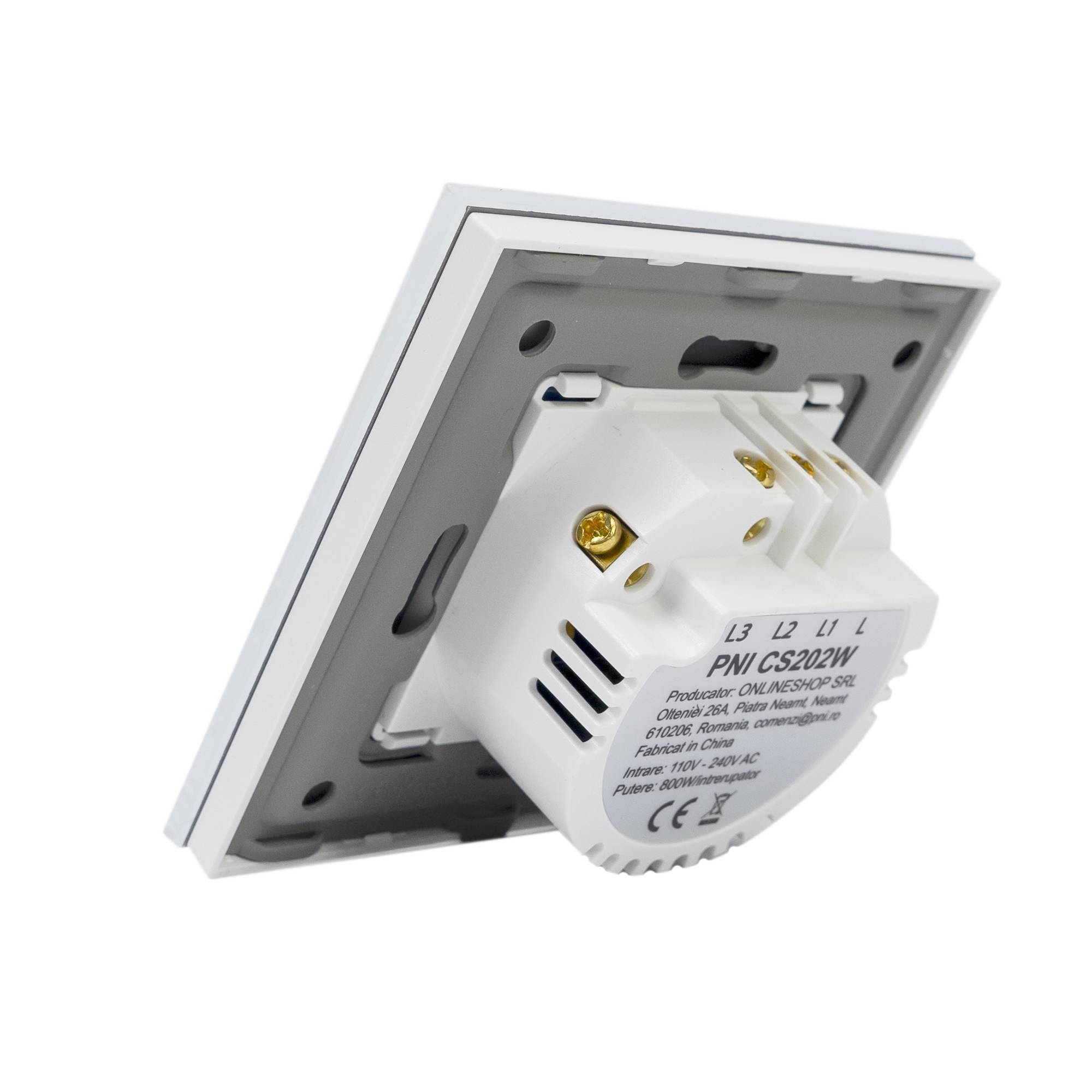 Leiterkopfschalter und Doppelkreuzkopfschalter mit Glasberührung PNI CS202W, weiß mit LED-Anzeige, 800 W / Schalter