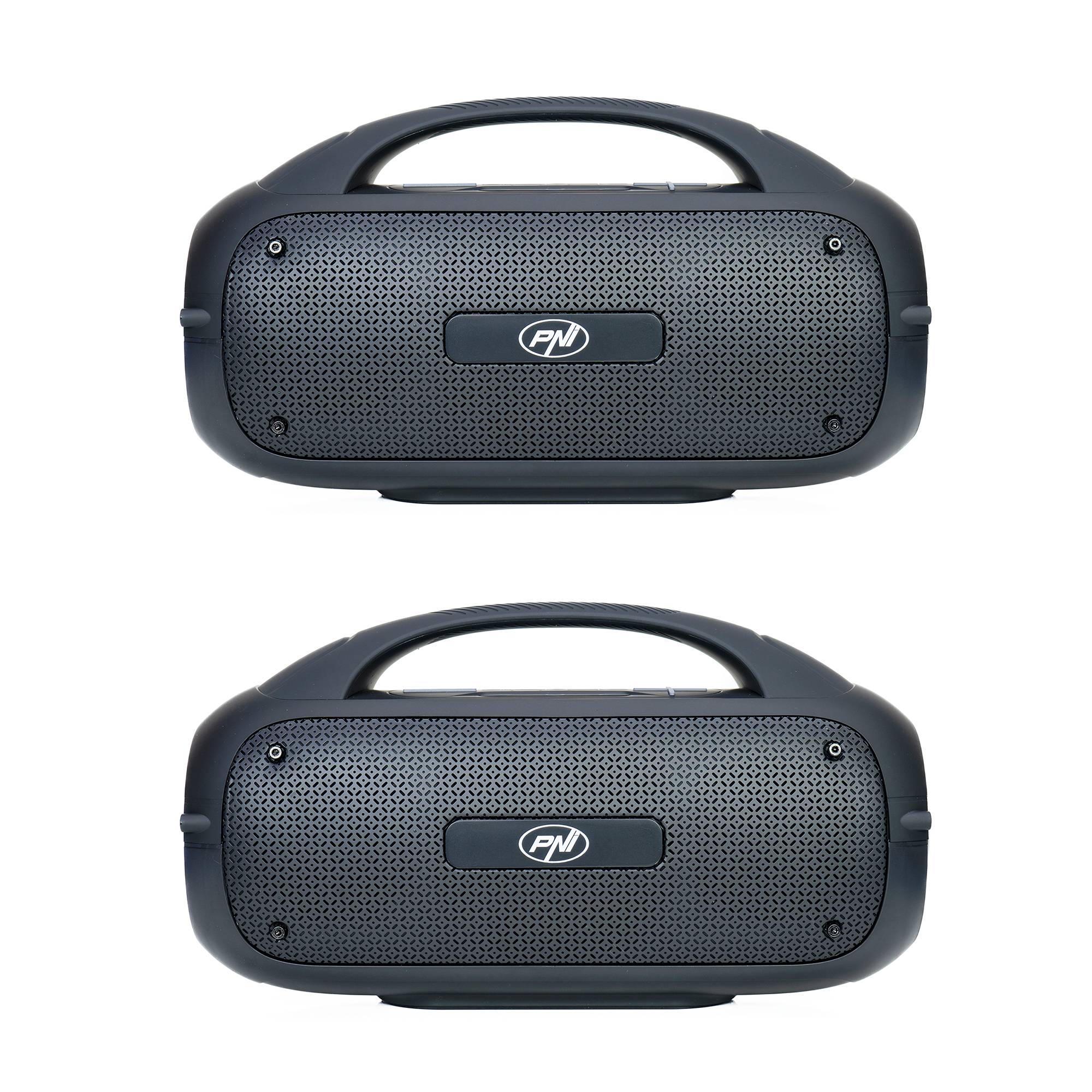 Tragbarer Lautsprecher PNI FunBox BT600, mit Bluetooth, 65 W, MP3-Player, Kartenleser, USB, kabelloses Mikrofon, 4400-mAh-Akku, IPX4