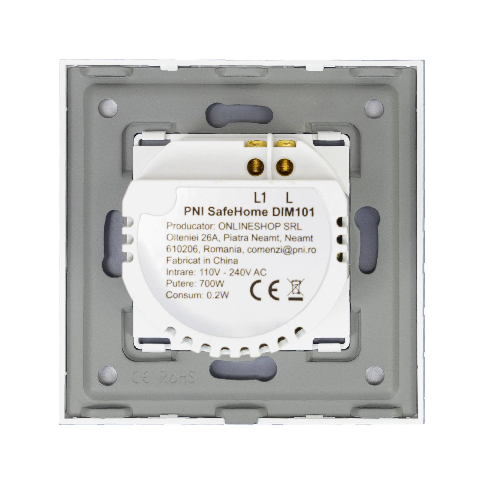 Einfacher Touch-Schalter mit Dimmer PNI SafeHome DIM101 1X700W, Live Wire, ohne Nullleiter, dimmbares Glas