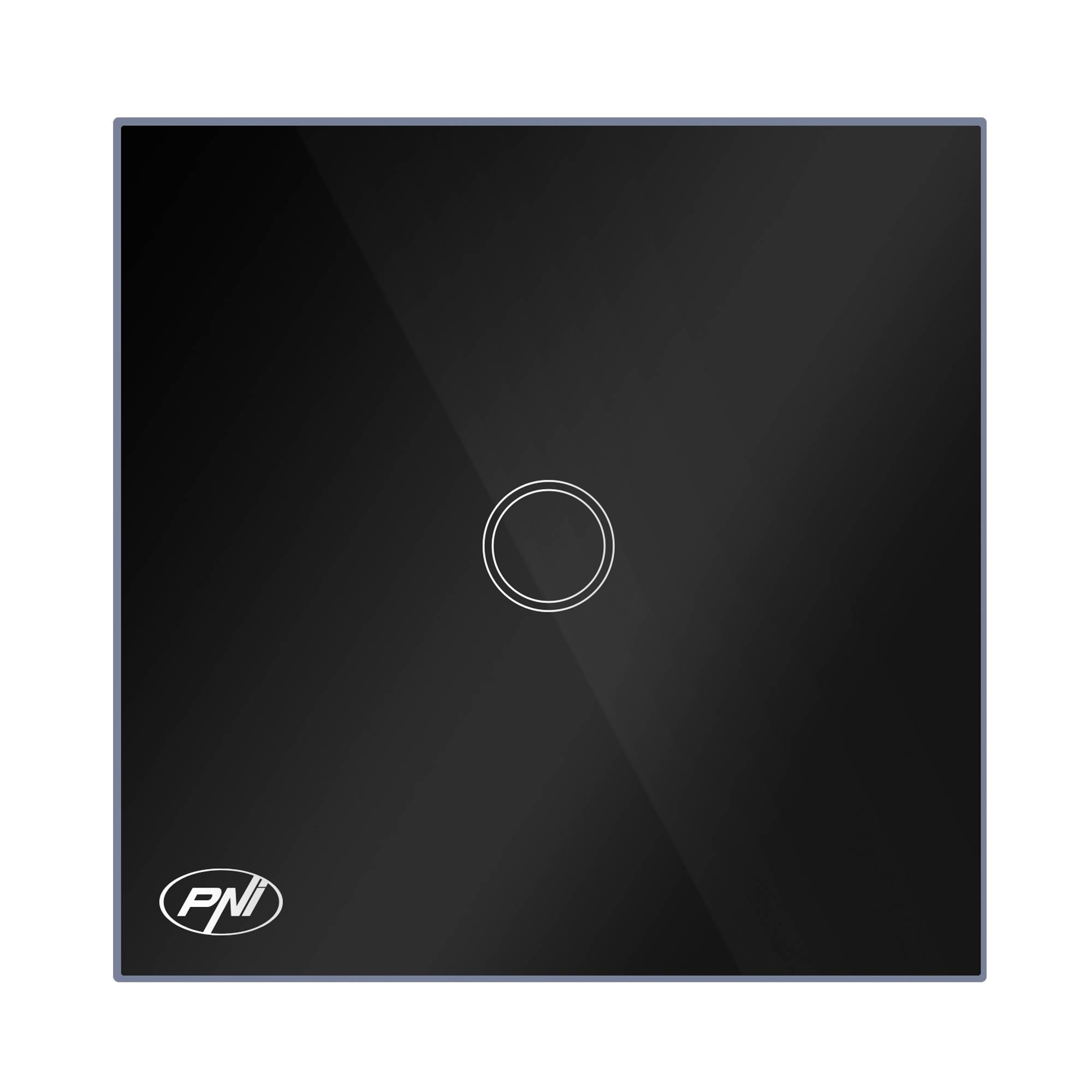 Einfacher Schalter mit Touch PNI SH121, aus Glas, schwarz, mit LED-Anzeige, 10A 200W