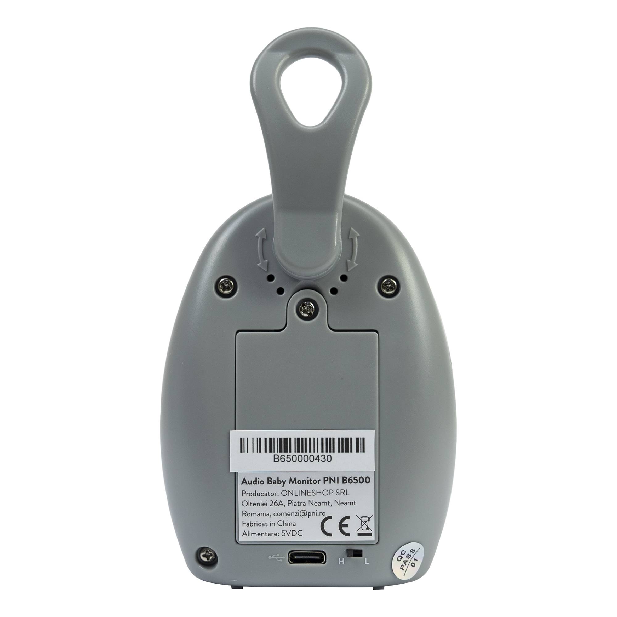 Audio-Babyphone PNI B6500 kabellos, Gegensprechanlage, mit Nachtlampe, Vox- und Pager-Funktion, einstellbare Mikrofonempfindlichkeit