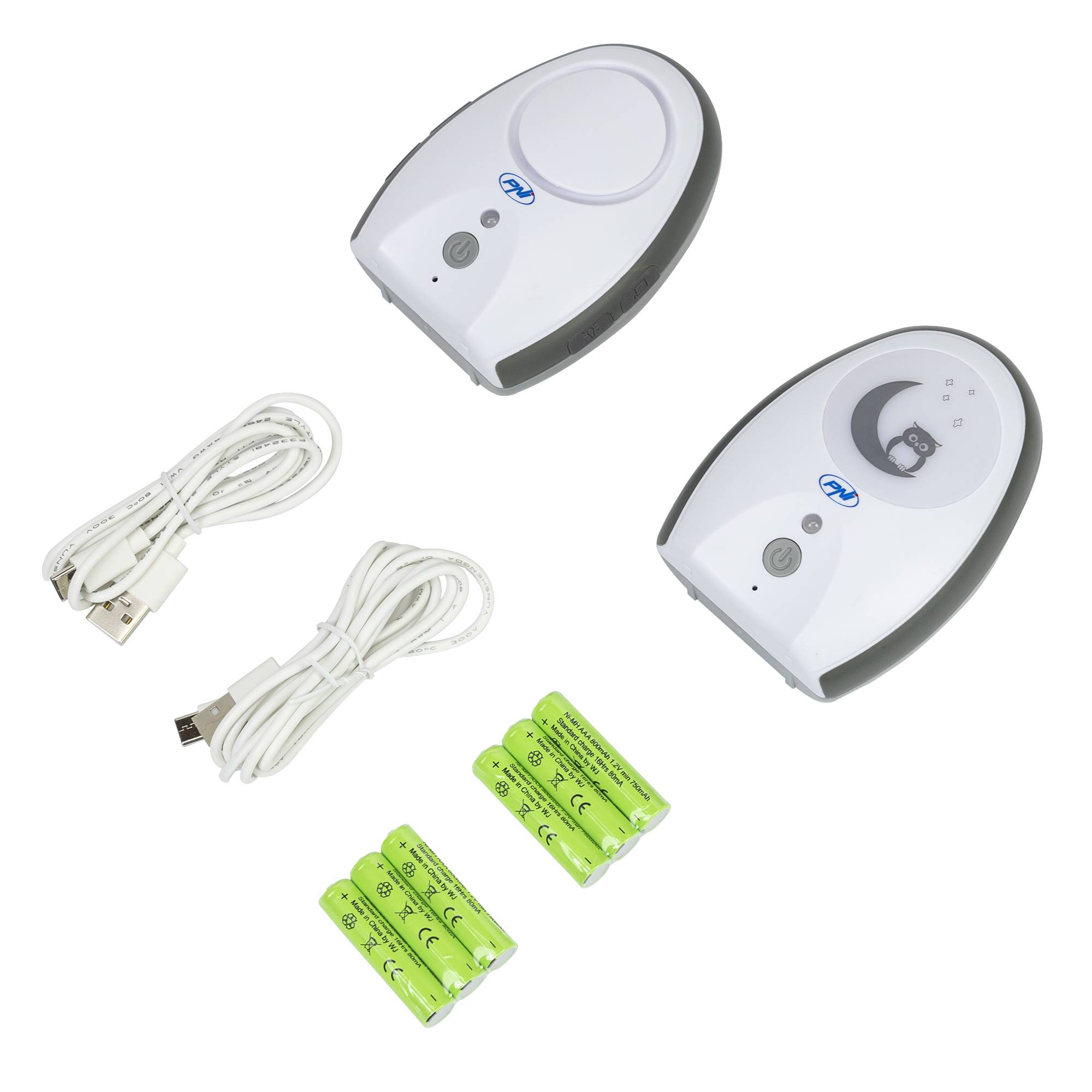 Audio-Babyphone PNI B6500 kabellos, Gegensprechanlage, mit Nachtlampe, Vox- und Pager-Funktion, einstellbare Mikrofonempfindlichkeit