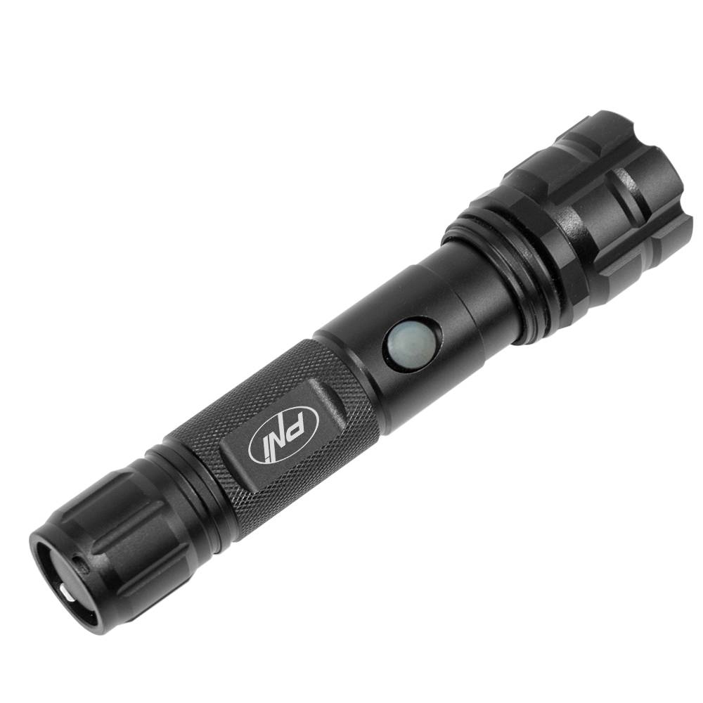 PNI Adventure F10 Aluminium-Taschenlampe mit 1x6W LED, 500lm bis 200m Fokus, mit Akku und USB-C-Anschluss