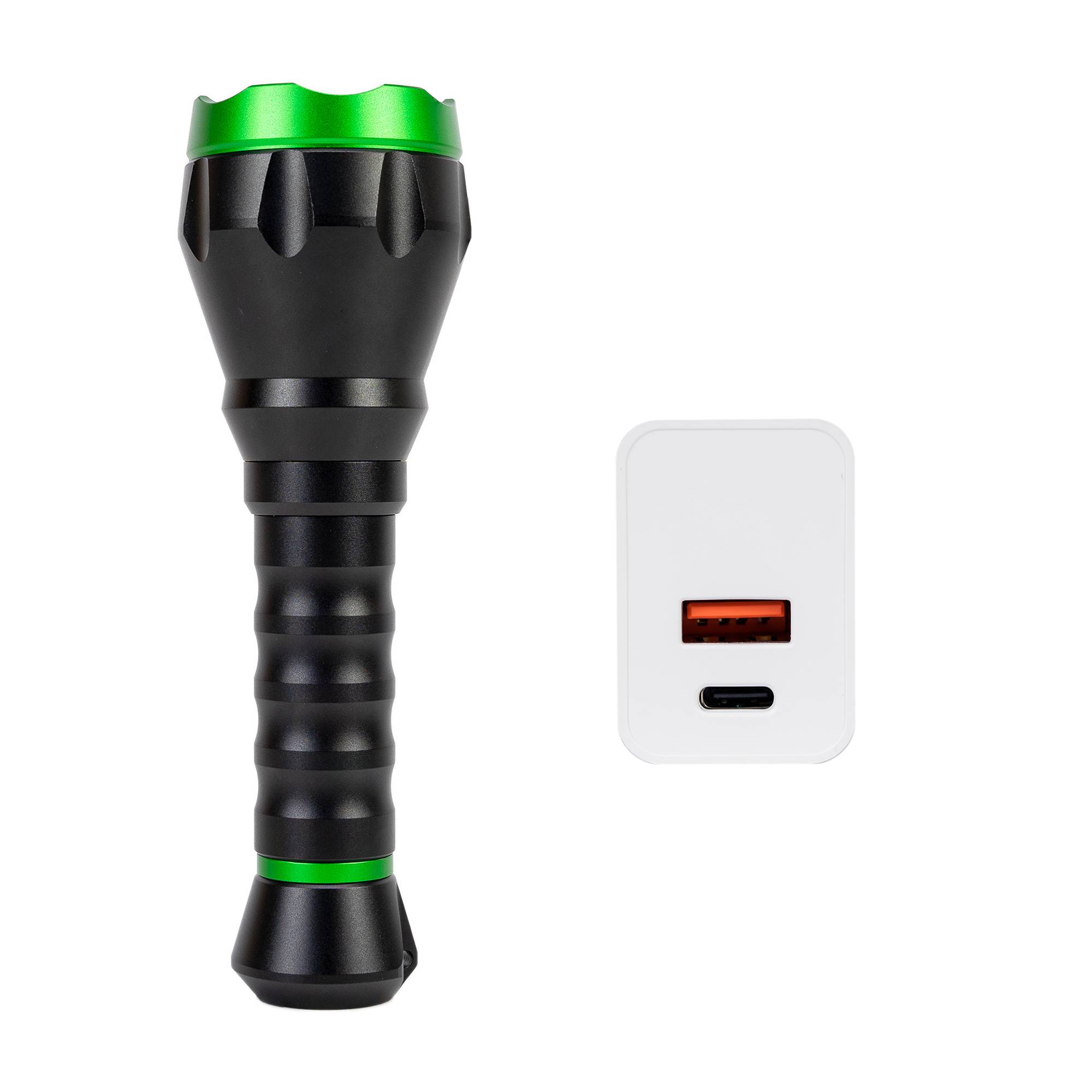 Taschenlampe PNI Adventure F750 Green Light, Aluminium, LED 10W, 500 lm, bis zu 850 m, 4000 mAh, IP44, 4000 mAh inklusive, mit Netzteil PNI CHG300