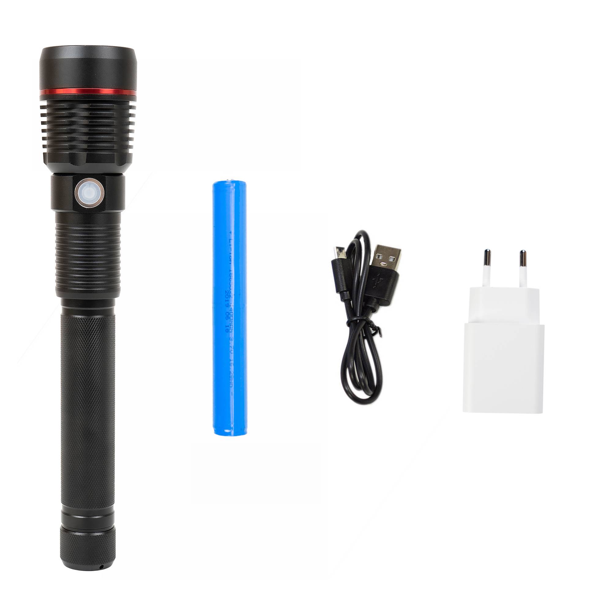 PNI Adventure F450 Aluminium-Taschenlampe, mit Fokusfunktion, BOOST, LED 20 W, 1500 lm bis 450 m, 4400 mAh, IPX5, inklusive Netzteil PNI CHG300
