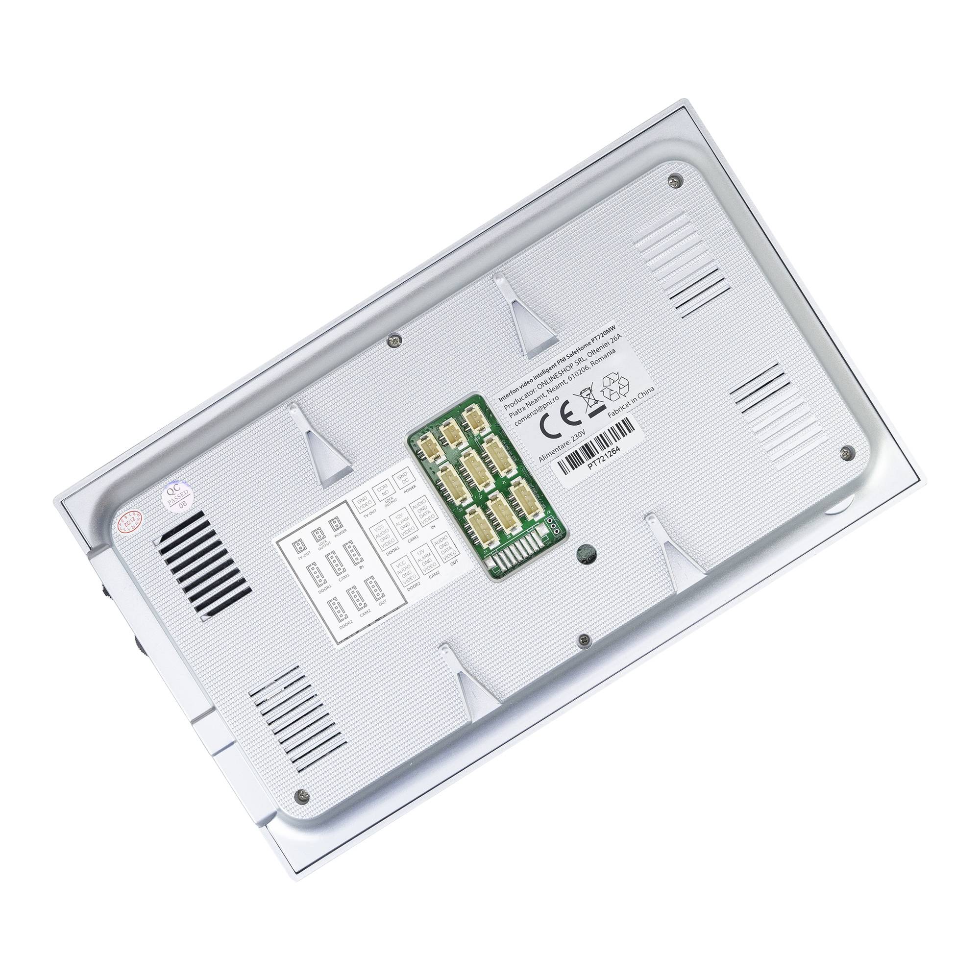 Intelligente Video-Gegensprechanlage PNI SafeHome PT720MW mit 2 Monitoren, WLAN, HD, P2P, Innenmonitor, dedizierte Tuya Smart-Anwendung, IP65