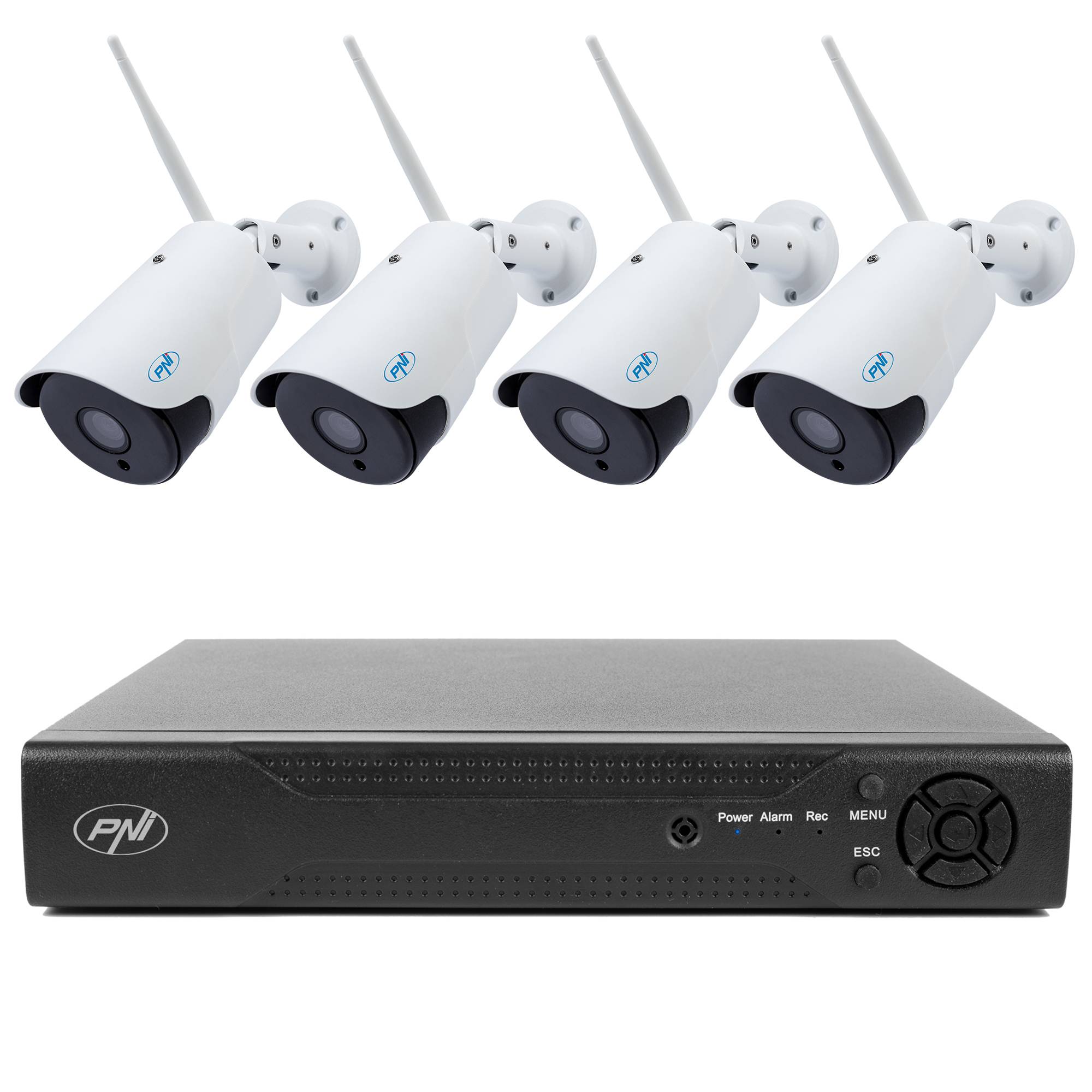 NVR PNI House IP716 Videoüberwachungspaket und 4 PNI IP52 Kameras mit IP, 2MP