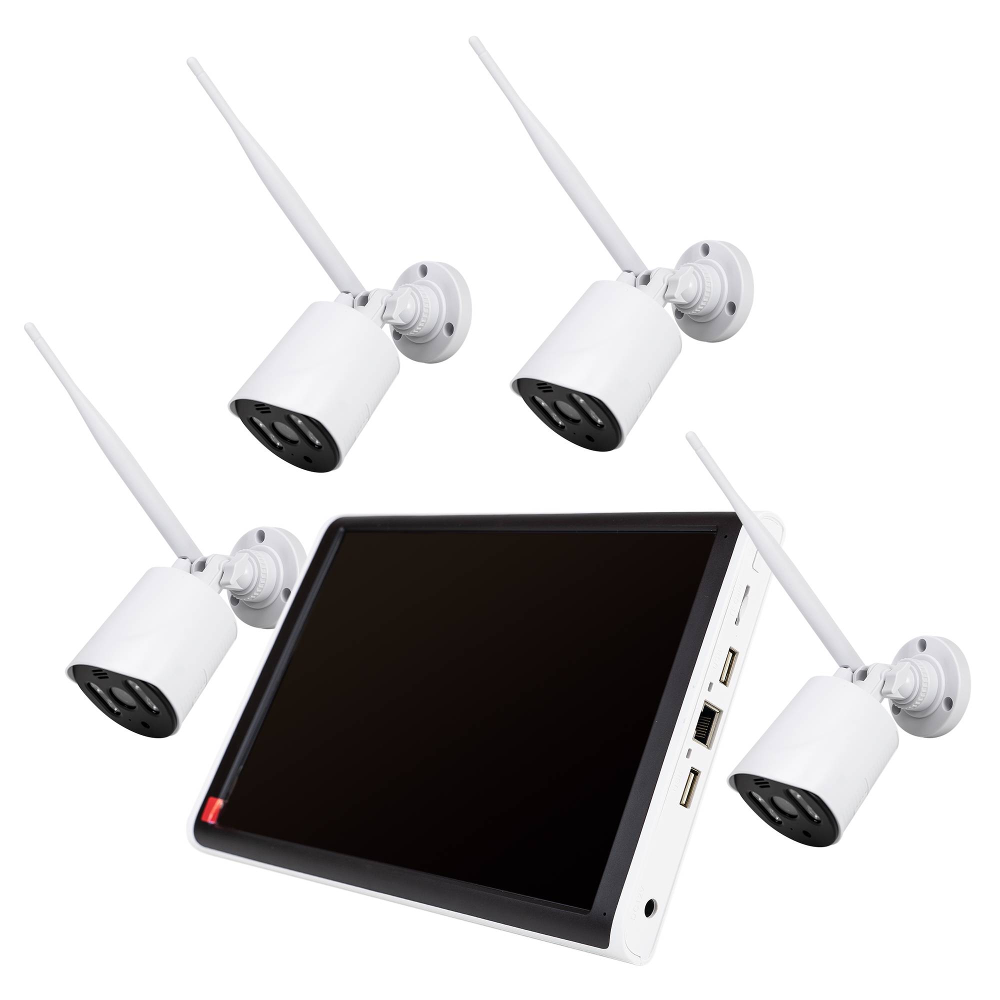 Videoüberwachungskit PNI House WiFi663 NVR mit LCD und 4 drahtlose Außenkameras 3MP, P2P, IP66