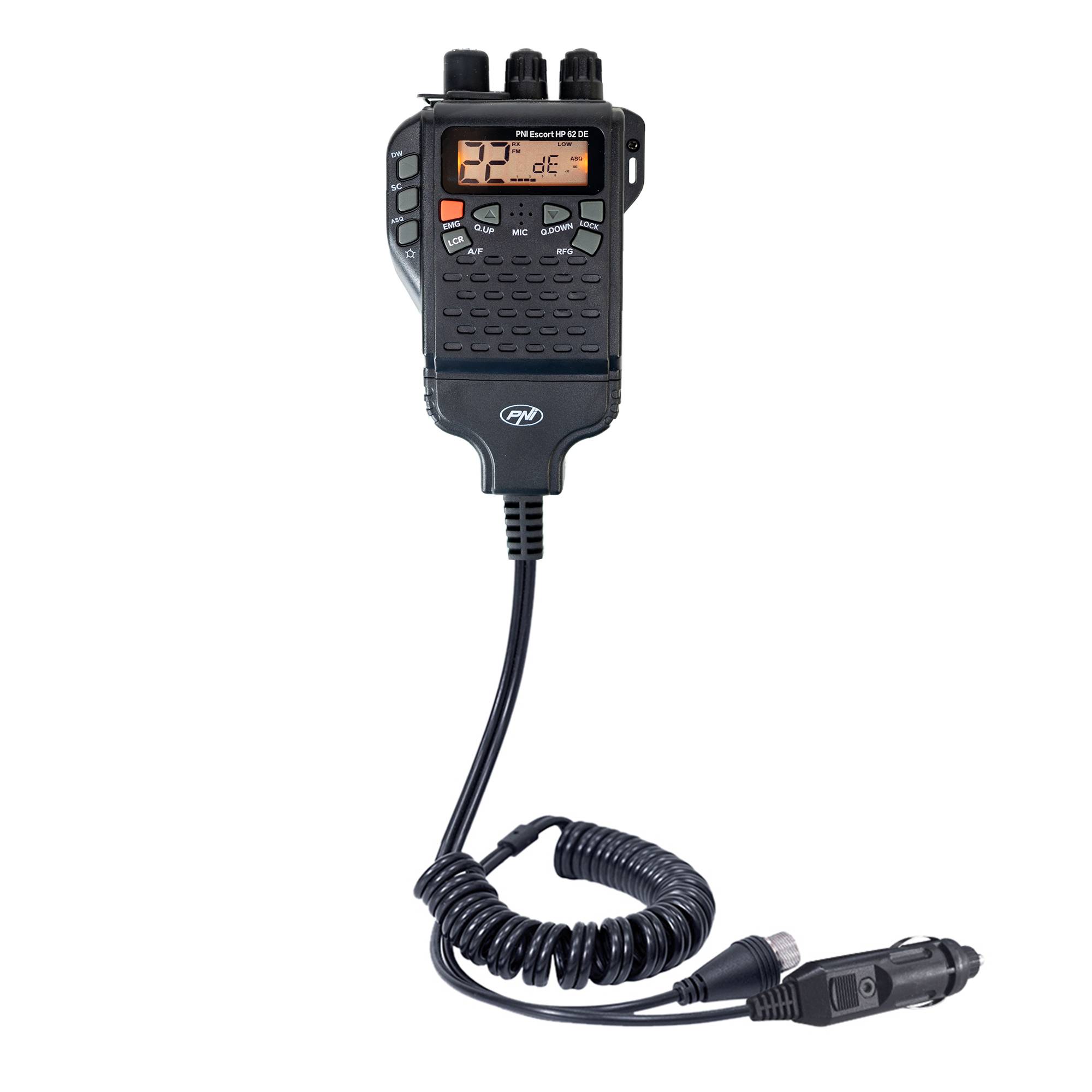 Tragbare CB-Funkstation PNI Escort HP 62DE Deutsche Version, Multistandard, 4W, 12V, AM-FM, ASQ in 5 Stufen einstellbar, RF Gain in 9 Stufen, Dual