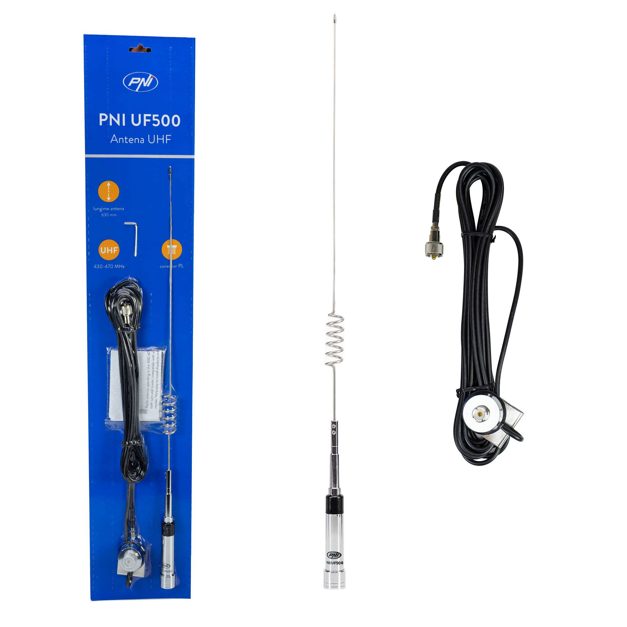 UHF-Antenne PNI UF500, 63 cm, 430-470 MHz, mit Kabel PNI T941