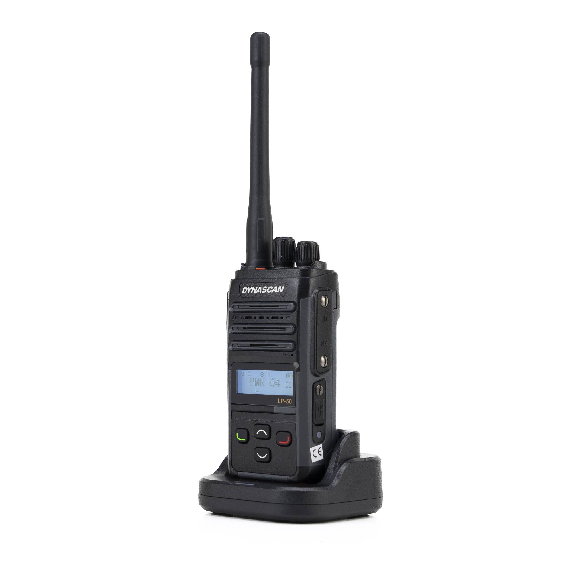 Tragbarer Radiosender PMR Dynascan LP-50, 16CH, Scan, Vox, CTCSS, DCS, 2000-mAh-Akku, IP67