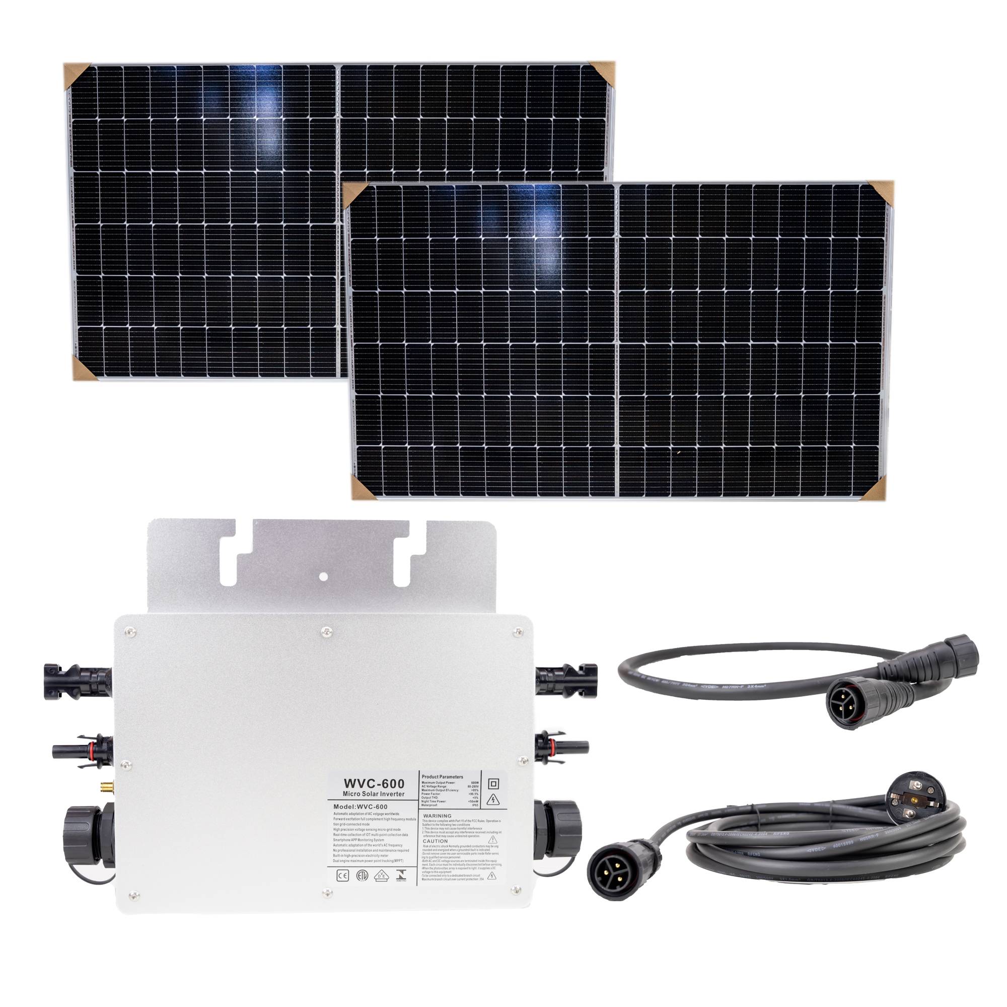 Solar-Photovoltaik-Kit PNI Green House M600 mit Mikrowechselrichter und 2 Solarmodulen mit 375 W