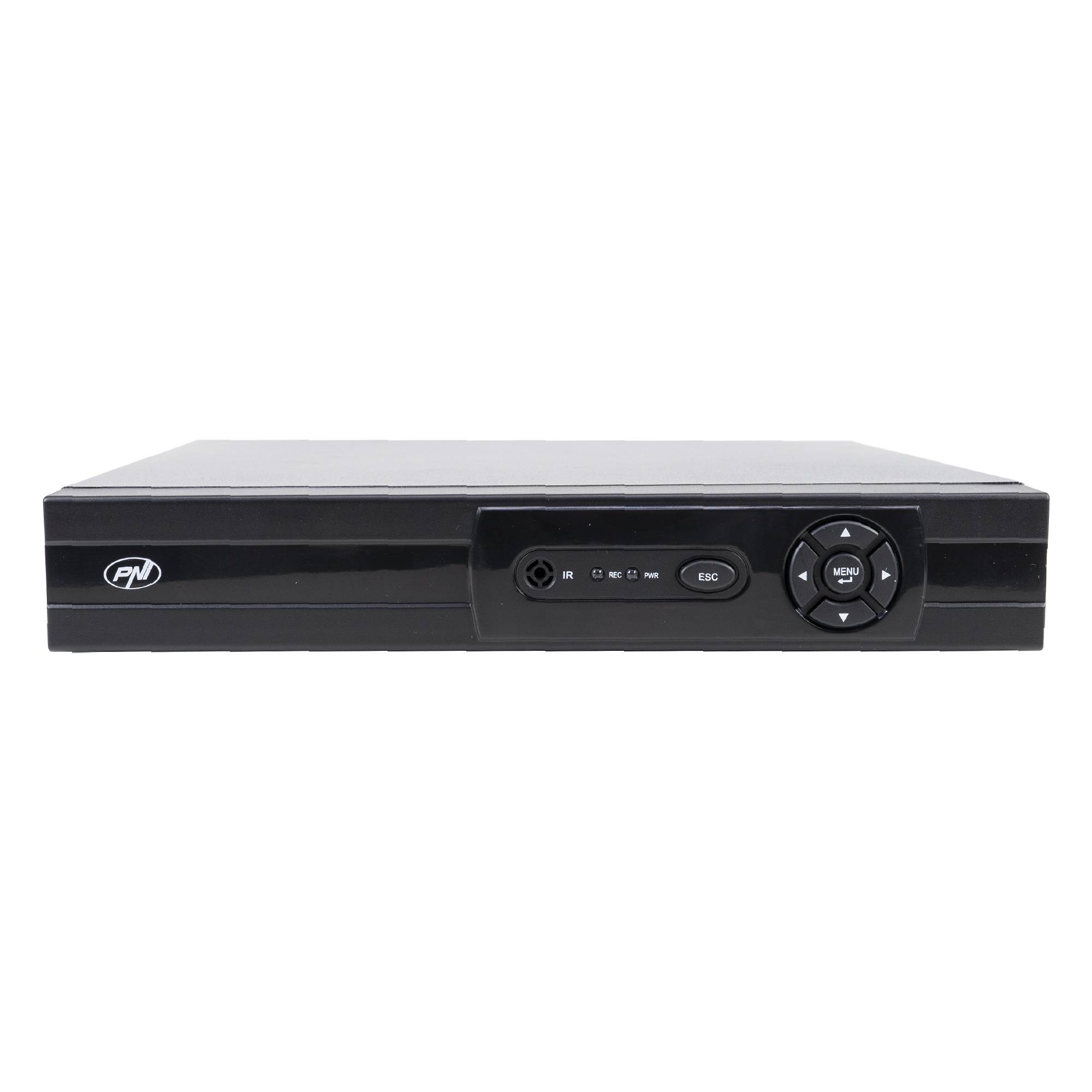 DVR/NVR PNI House AHD880, 8 analoge Kanäle 4K-N oder 8 IP-Kanäle 5MP, H265+, Audioeingang, Audioausgang, USB2.0, 2 x SATA max 8TB