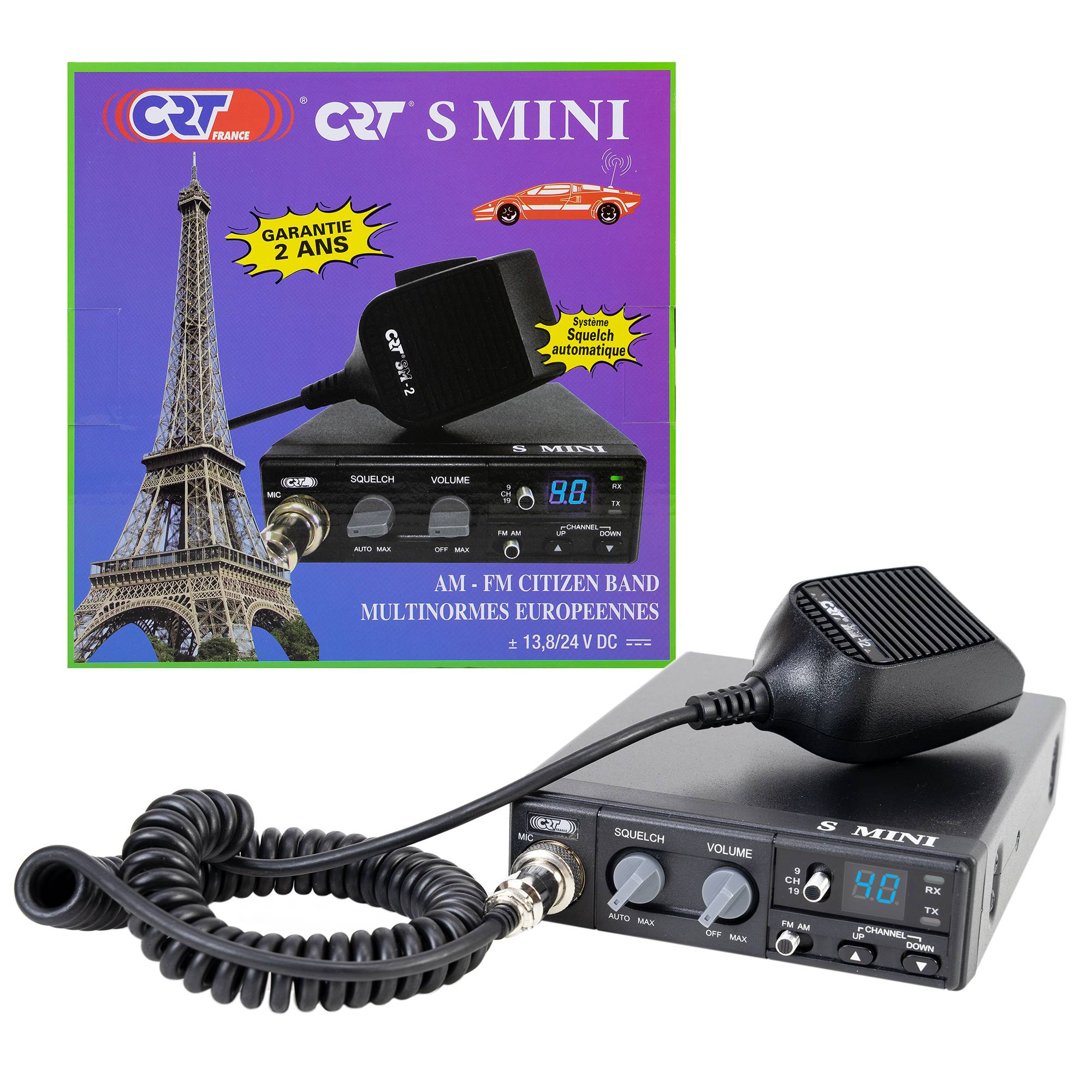 Radiosender CB CRT S Mini Dual Voltage, 12/24V, 4W, mit ASQ, AM-FM