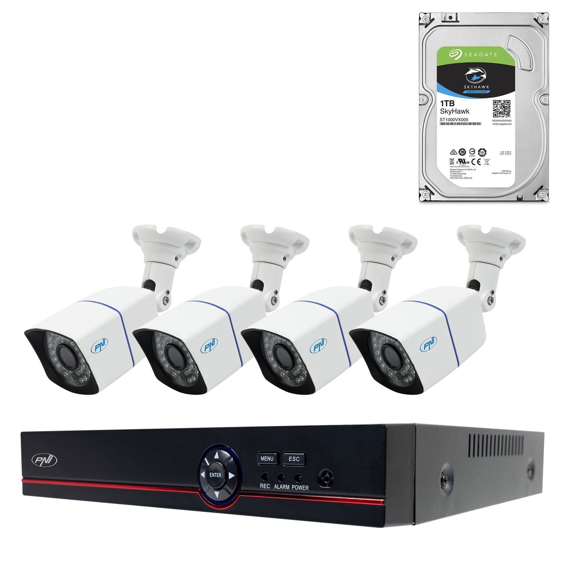 AHD PNI House PTZ1500 5MP Videoüberwachungskit - DVR und 4 Außenkameras