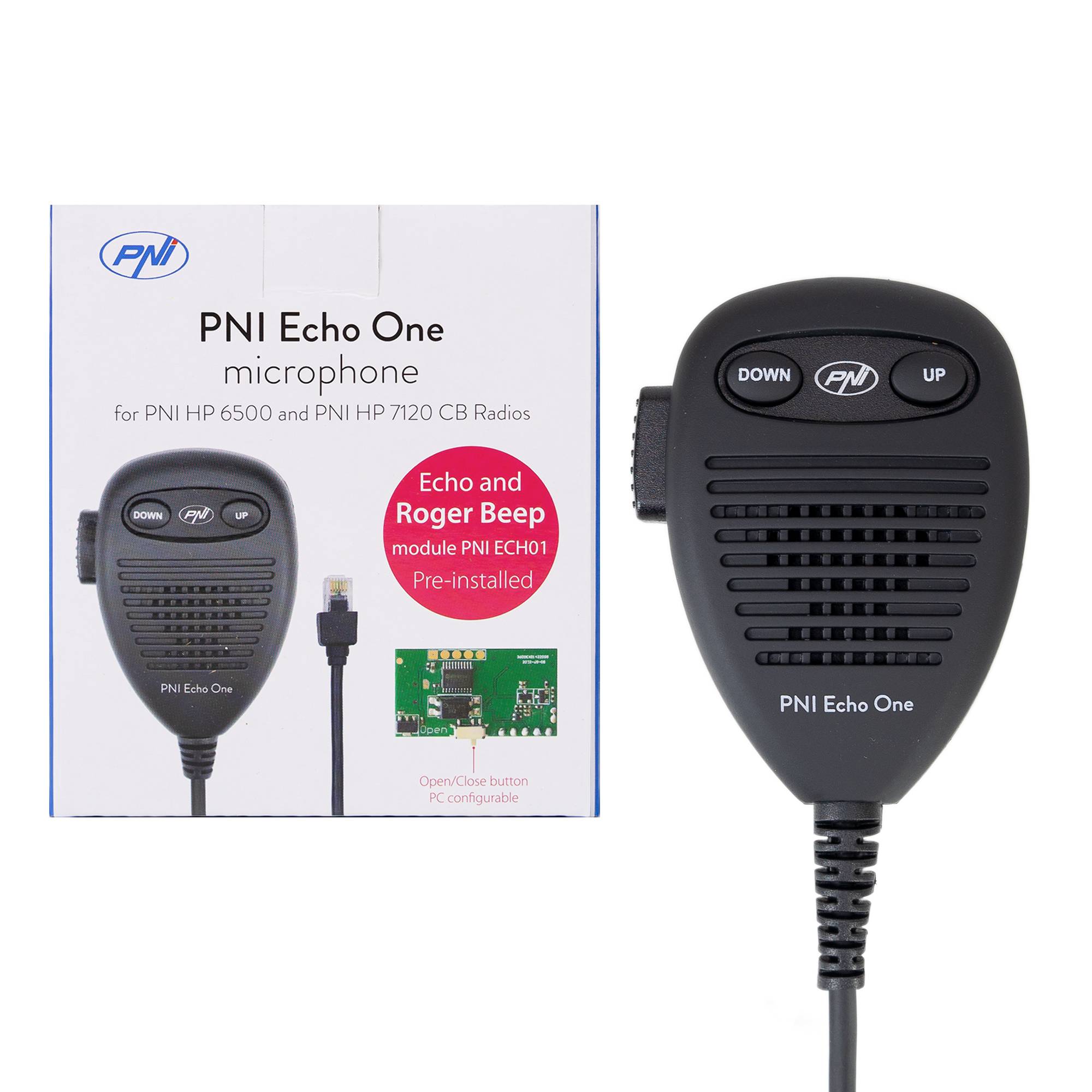 PNI Echo One-Mikrofon für PNI HP 6500 und PNI HP 7120 mit einstellbarem Echomodus und programmierbarem Roger-Piepton, kompatibel mit jedem