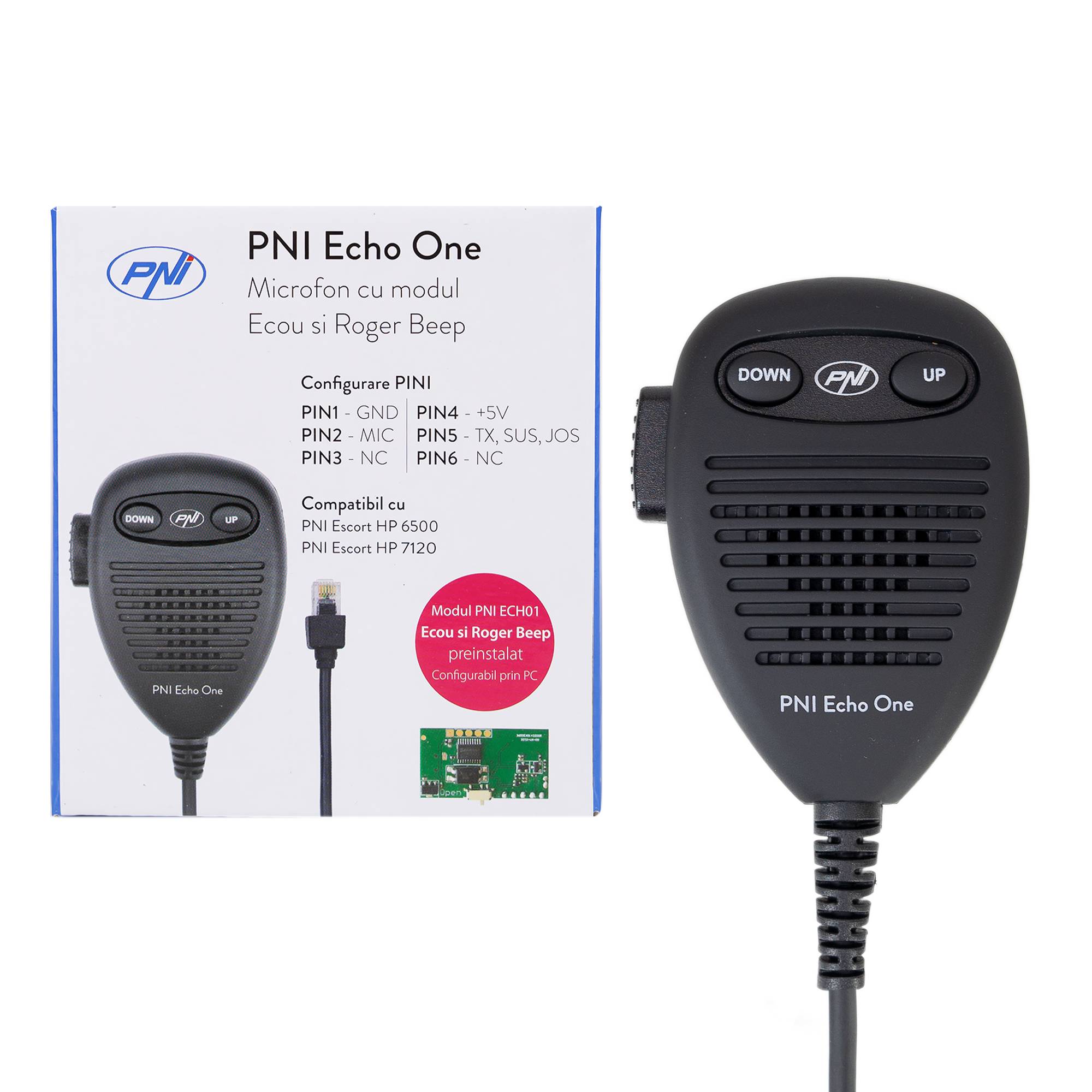 PNI Echo One-Mikrofon für PNI HP 6500 und PNI HP 7120 mit einstellbarem Echomodus und programmierbarem Roger-Piepton, kompatibel mit jedem