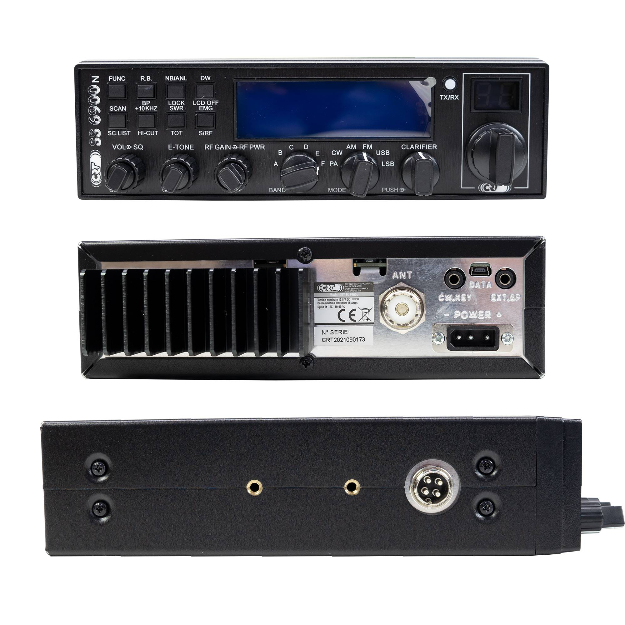 Amateurfunkstation CRT SS 6900 VOX CB, AM, FM, USB, SSB, CW, PA, 28-29,7 MHz, ASQ, HF-Verstärkung, Roger Beep, 12 V, programmierbar
