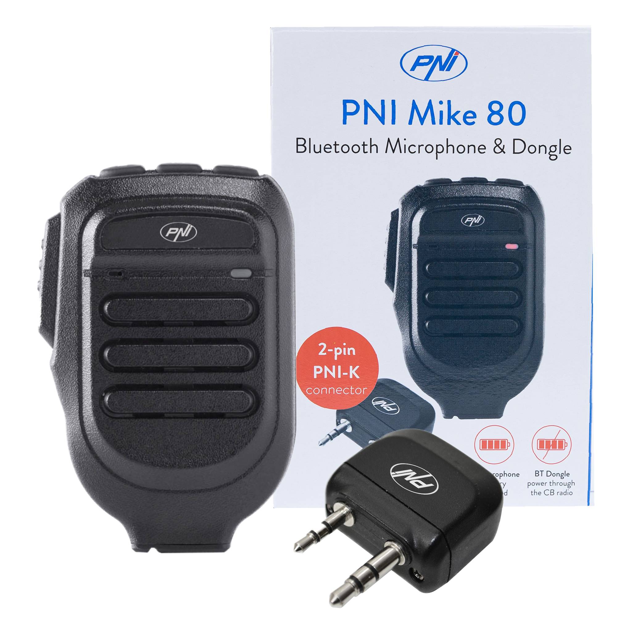 Mikrofon und Dongle mit Bluetooth PNI Mike 80, zweikanalig, kompatibel mit PNI HP 8001L