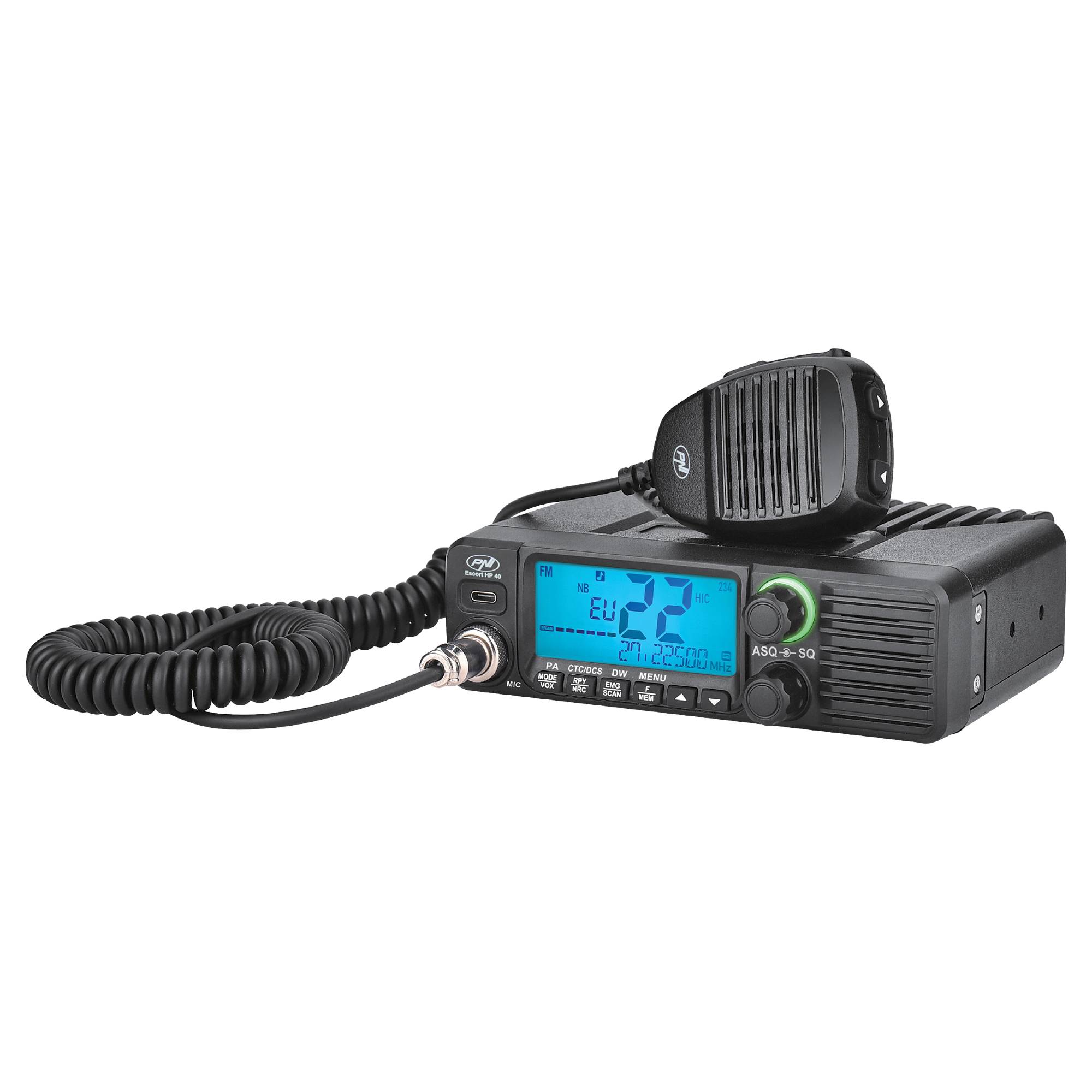 CB-Funkgerät PNI Escort HP 40 Multistandard, 4 W, AM, FM, 12–24 V, ASQ, RF-Verstärkung