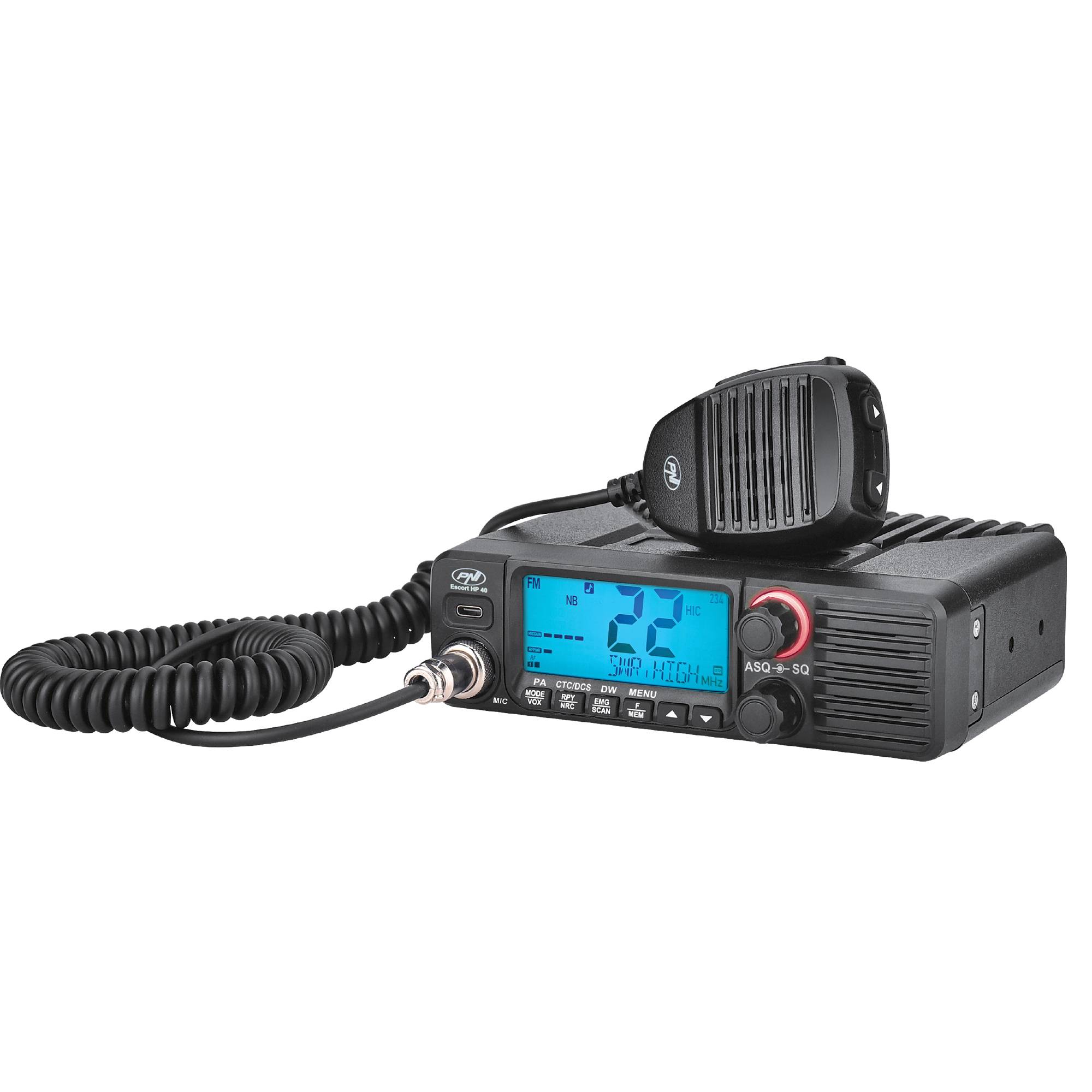 CB-Funkgerät PNI Escort HP 40 Multistandard, 4 W, AM, FM, 12–24 V, ASQ, RF-Verstärkung