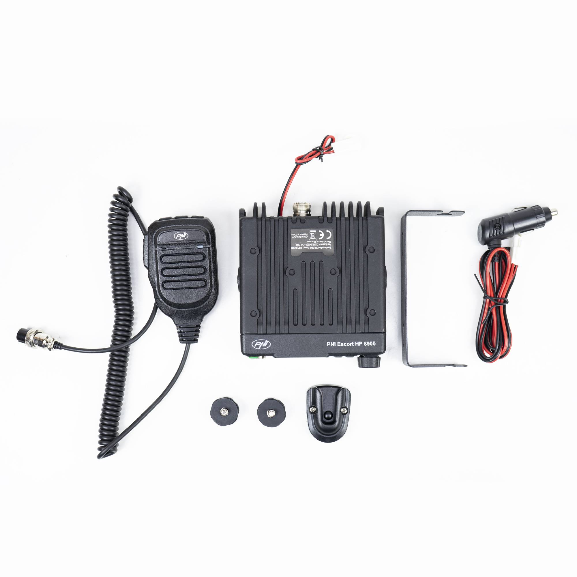 CB PNI Escort HP 8900 ASQ Radio Station Package, 12-24 V + CB PNI ML100 Antenne mit Magnetfuß, 12 V / 24 V Stromversorgung, HF-Verstärkung, Roger Be