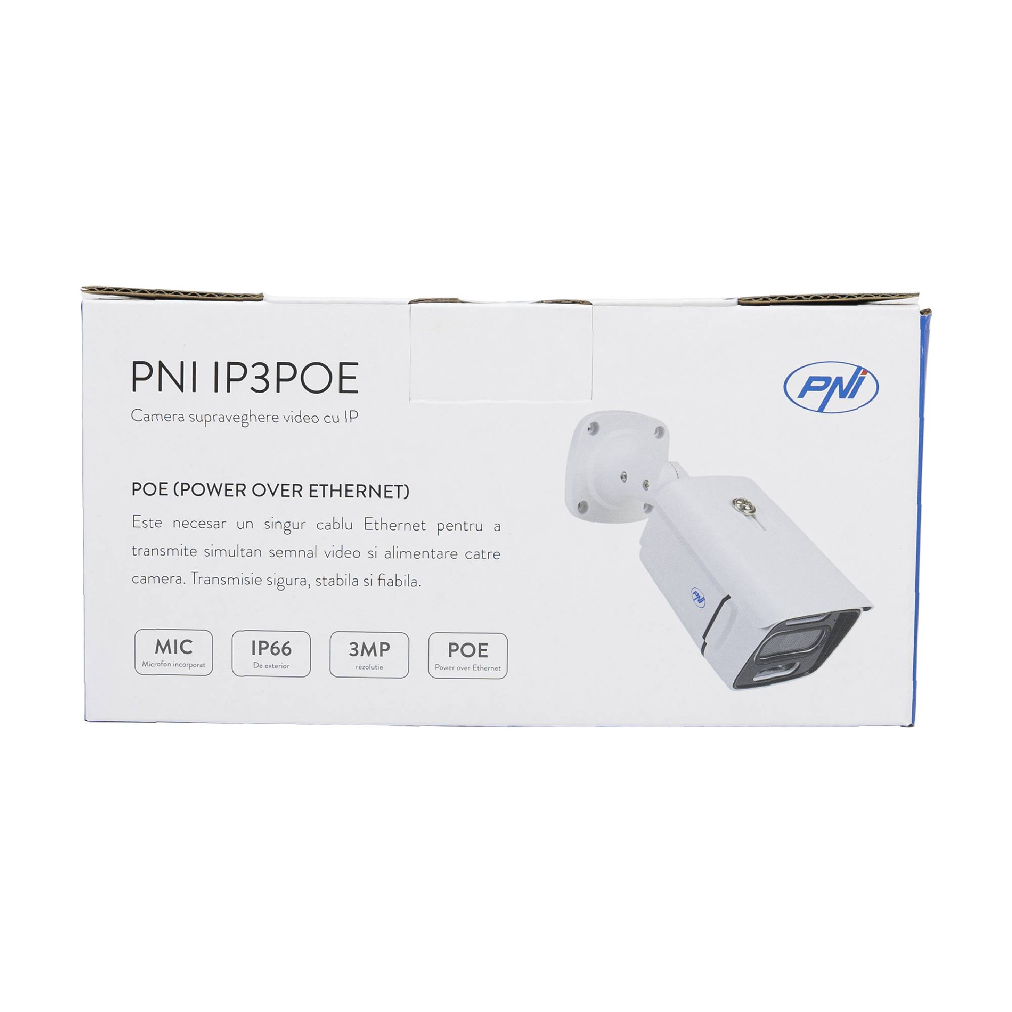 PNI IP3POE Videoüberwachungskamera mit IP, 3MP, Outdoor IP66, eingebautem Mikrofon, kompatibel mit dem POE Überwachungssystem PNI House IPMAX POE