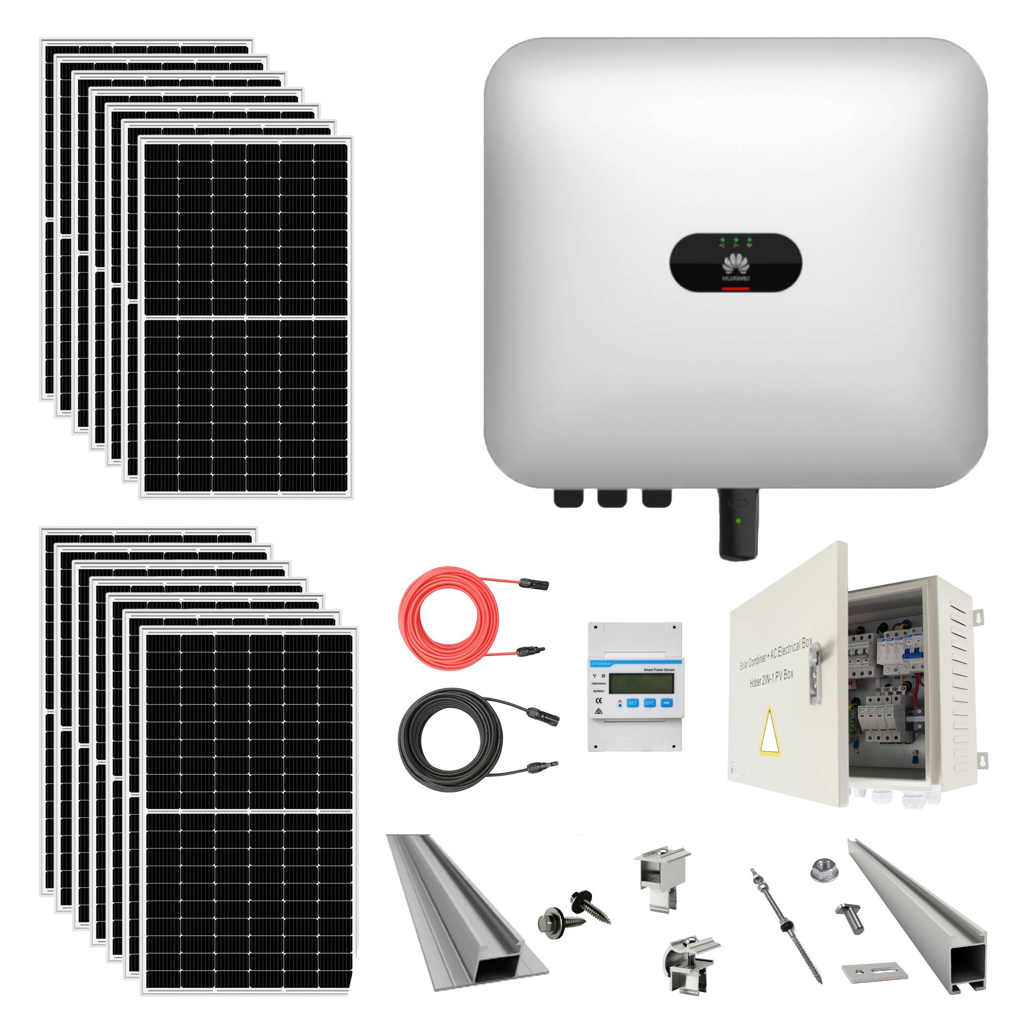 Komplettes 6-kW-Dreiphasen-Prosumator-Kit mit 16 370-W-Paneelen, Zubehör und Montage inklusive + Smart Meter und WLAN-Dongle