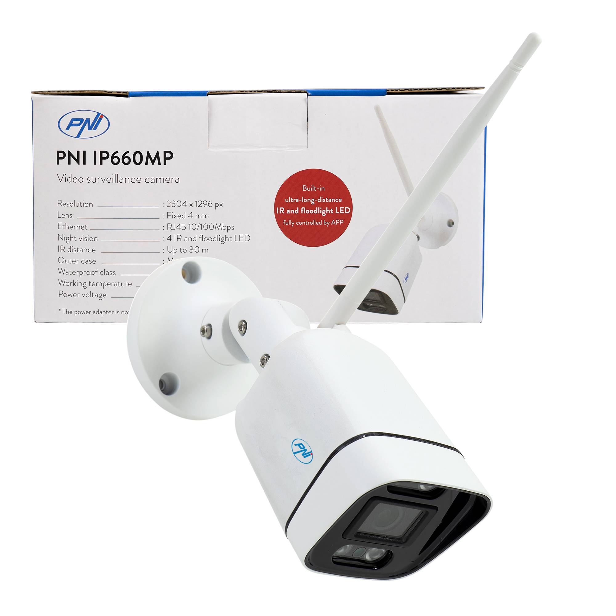 PNI IP660MP 3MP Videoüberwachungskamera, drahtlos, mit IP, außen und innen, nur für PNI House WiFi660 Kit