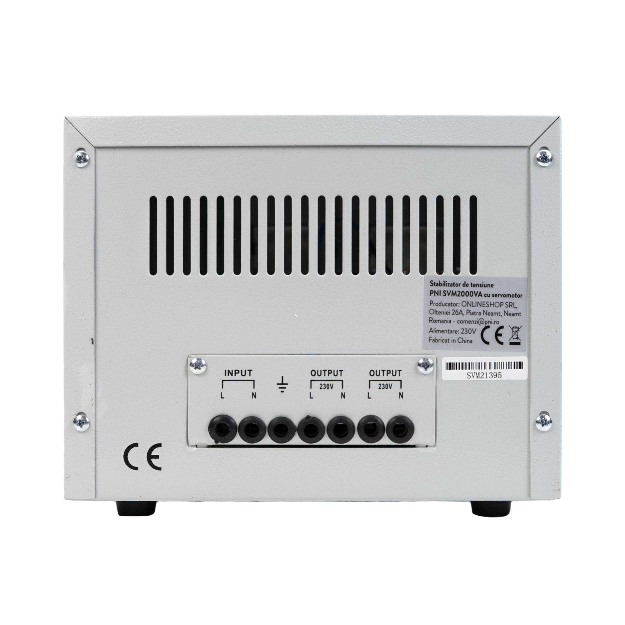 PNI SVM2000VA Spannungsstabilisator mit Servomotor, 1600 W, 7,2 A, 230 V Ausgang
